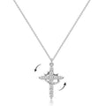 Crown Cross Pendant 925 Silver Necklace for Women