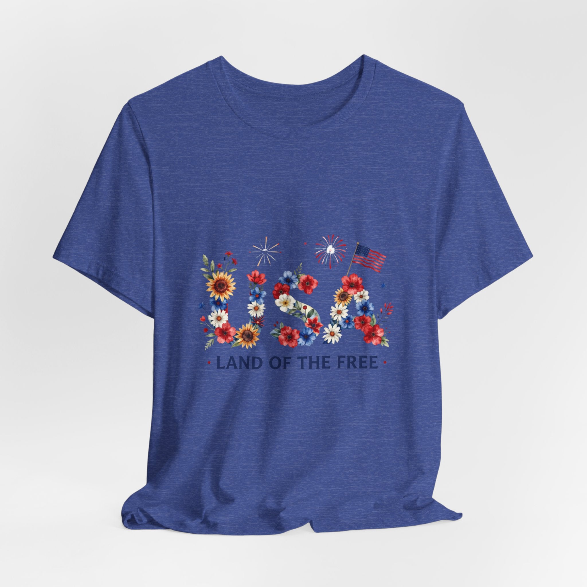 4th of July Tee Shirt Floral 'Land of the Free' T-Shirt