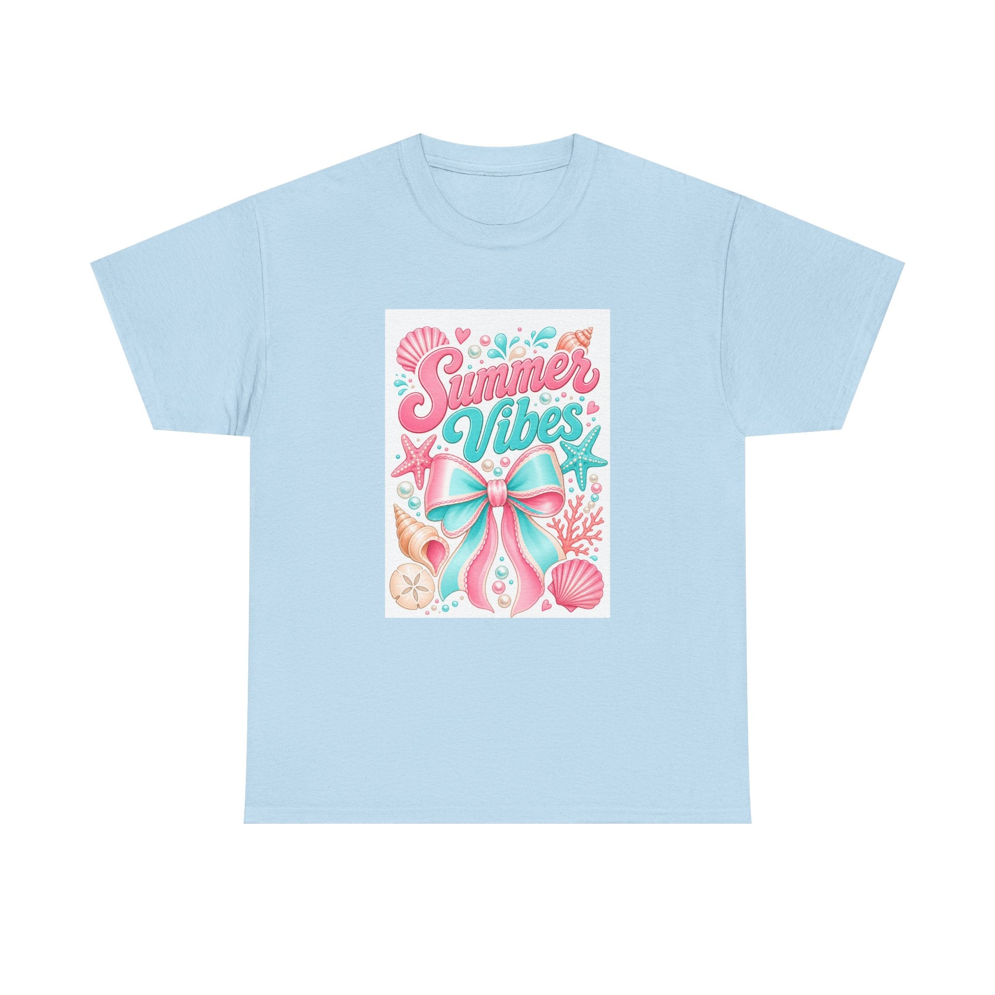 Summer Vibes T-Shirt — Pastel Mermaid Bow Beach Graphic Tee