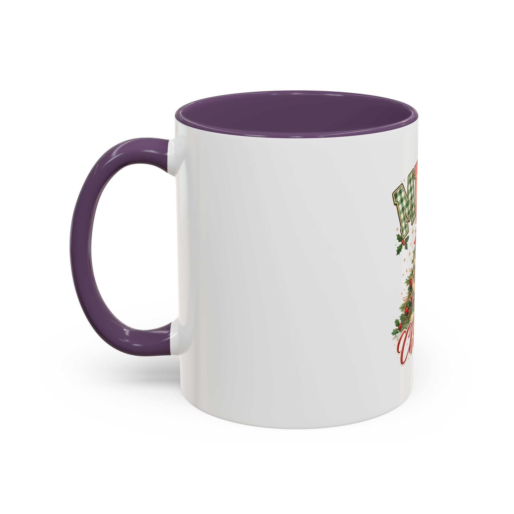 Merry Christmas Accent Coffee Mug – Festive Holiday Tree & Bow (11/15oz)