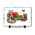 I Love Guyana Slate Desk Plaque — Tropical Parrot Souvenir Gift