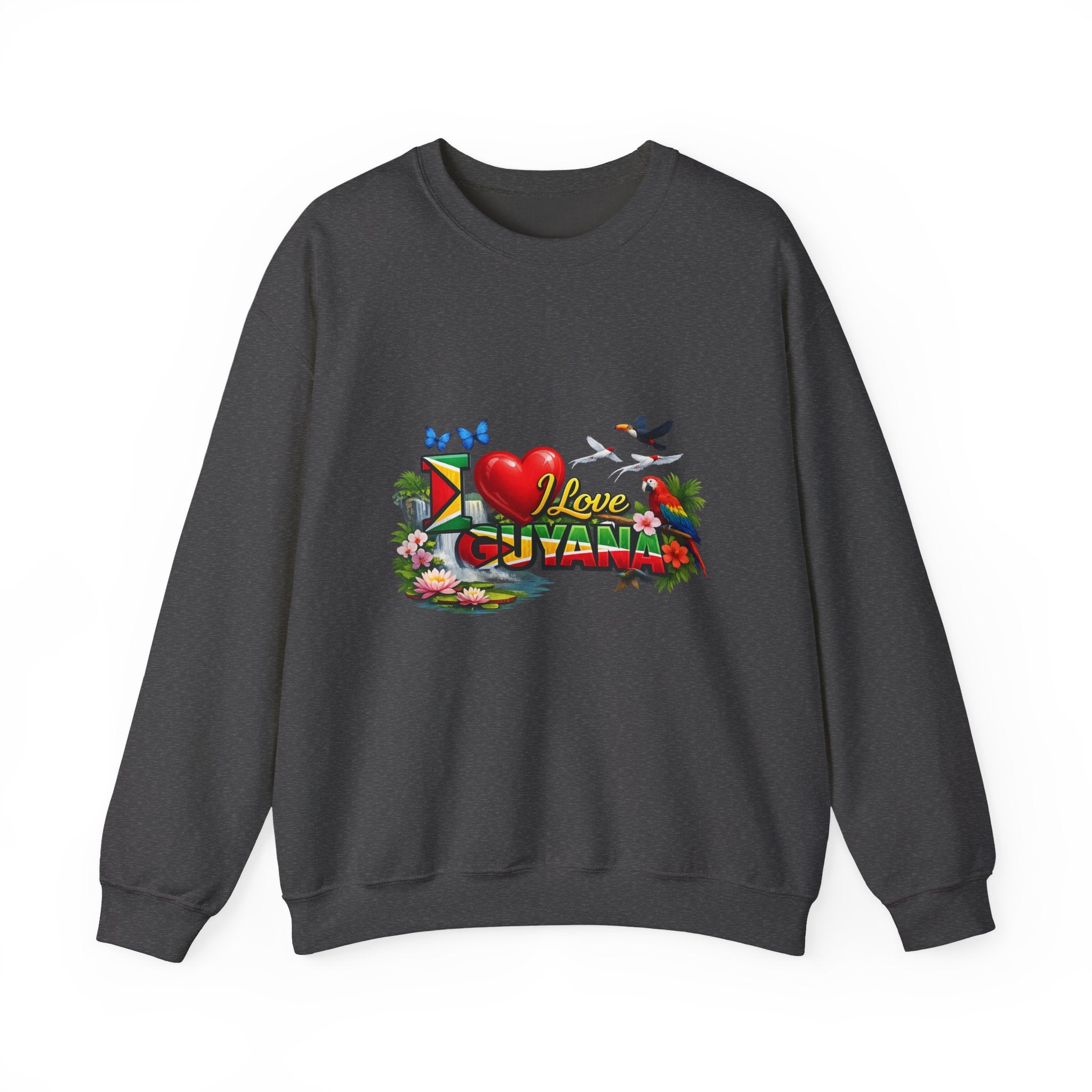 Guyana Pride Crewneck Sweatshirt — I Love Guyana Tropical Graphic Unisex