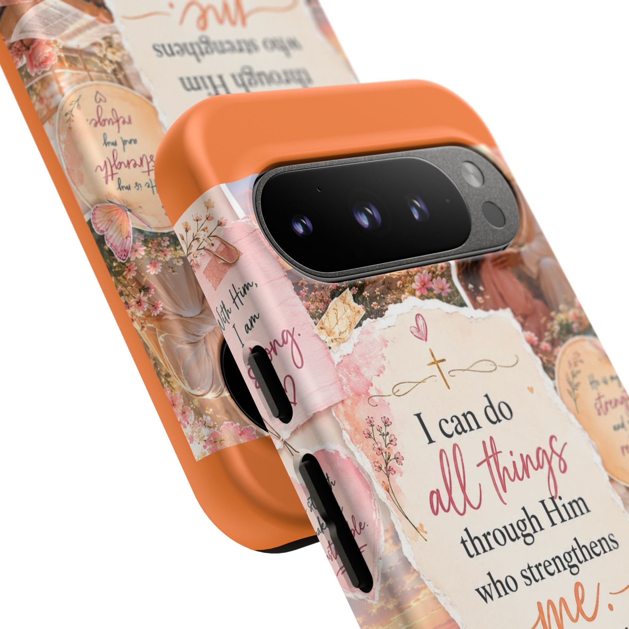 Christian Phone Case bible verses — "I Can Do All Things Through Him" Inspirational Scripture Design