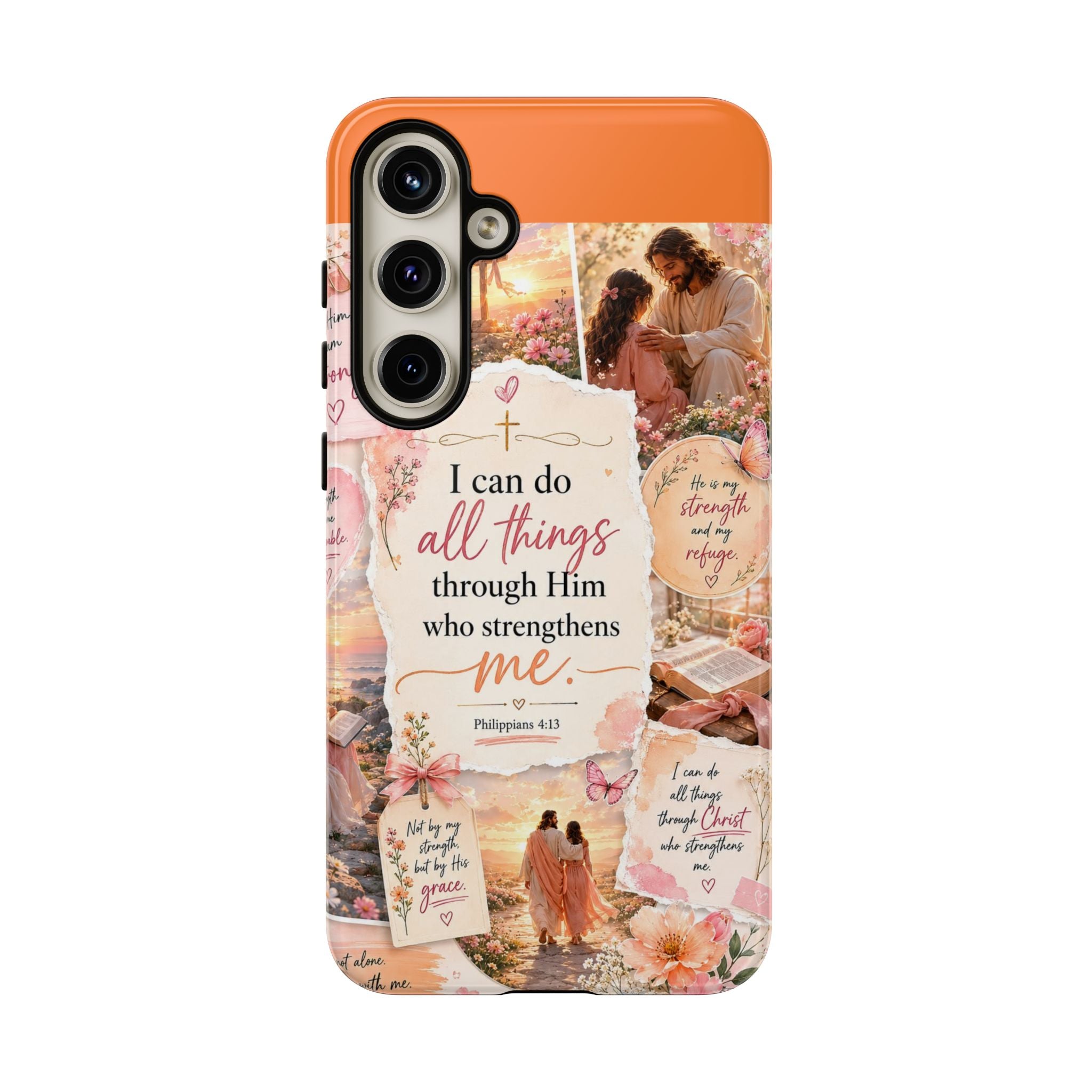 Christian Phone Case bible verses — "I Can Do All Things Through Him" Inspirational Scripture Design