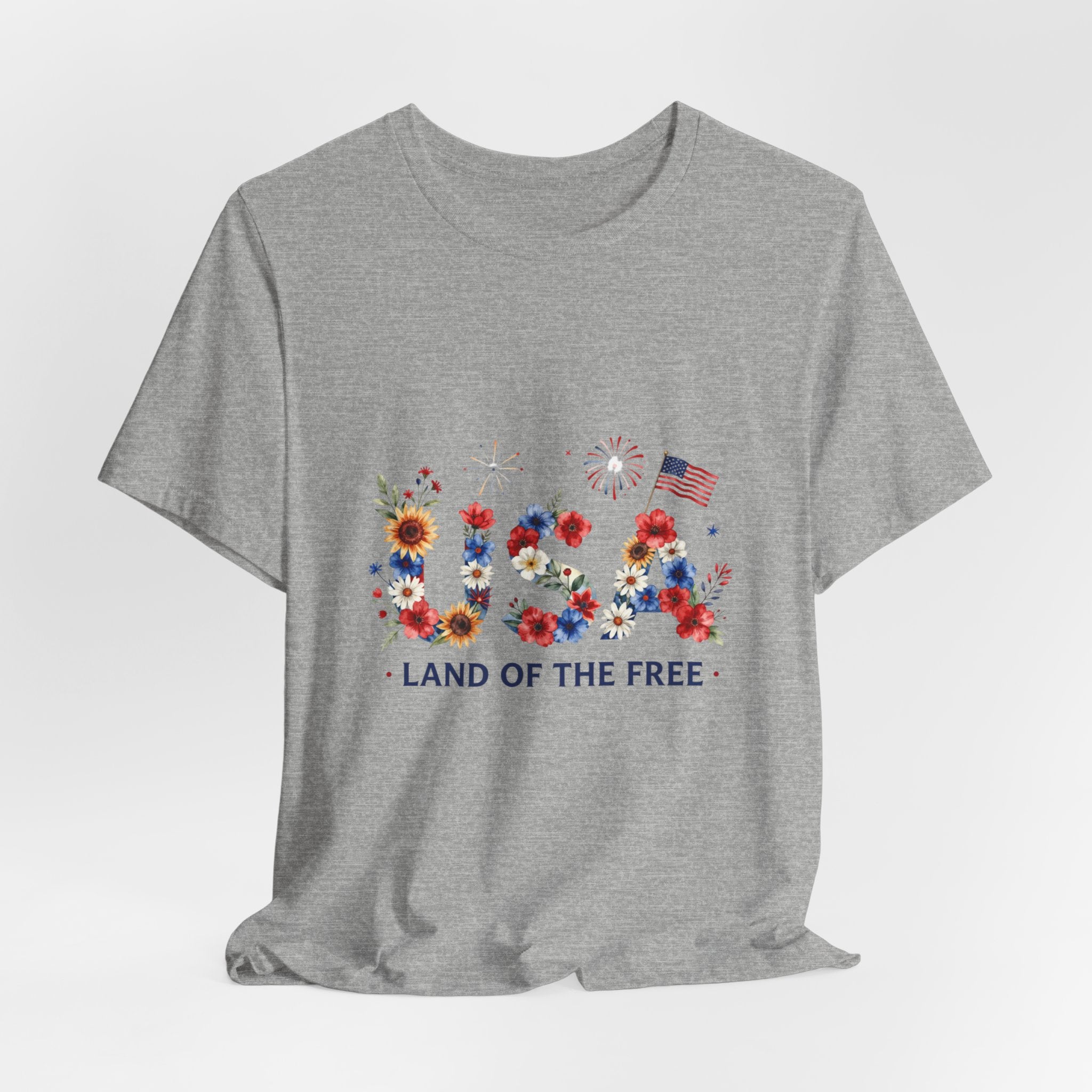 4th of July Tee Shirt Floral 'Land of the Free' T-Shirt