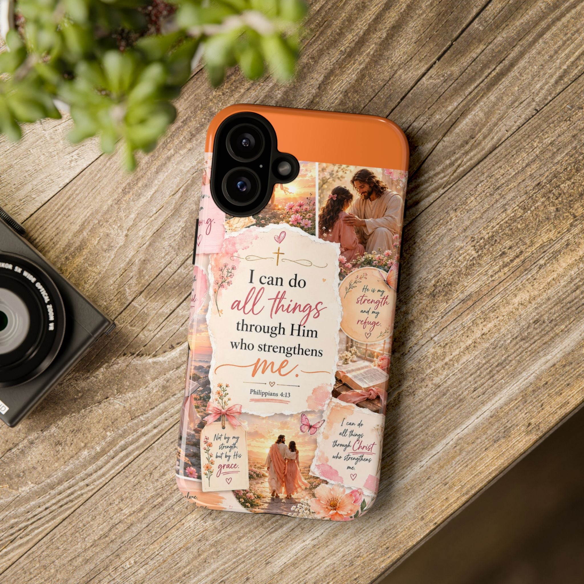 Christian Phone Case bible verses — "I Can Do All Things Through Him" Inspirational Scripture Design