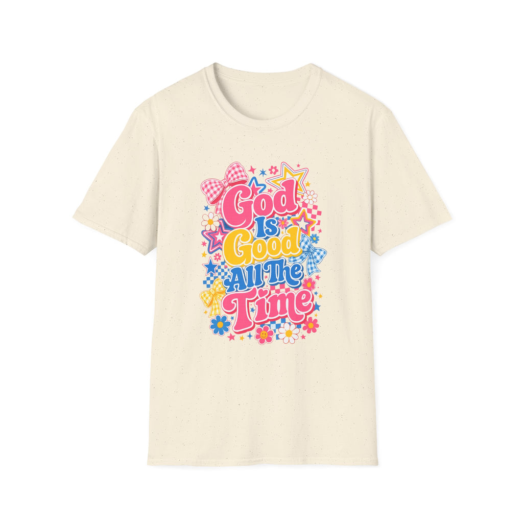 Inspirational vibes God Is Good T‑Shirt — Colorful Retro Faith Graphic Tee