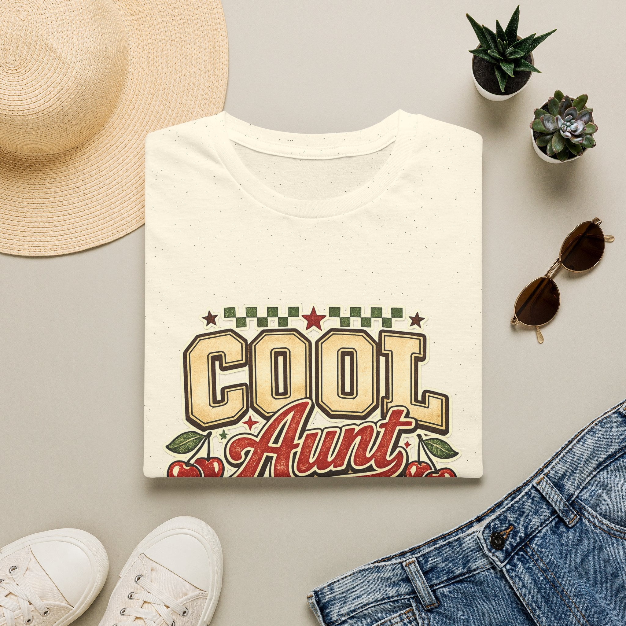 Cherries Pop T-Shirt Aunt Club Vintage Cherry Graphic Tee for Fun-Loving Aunts