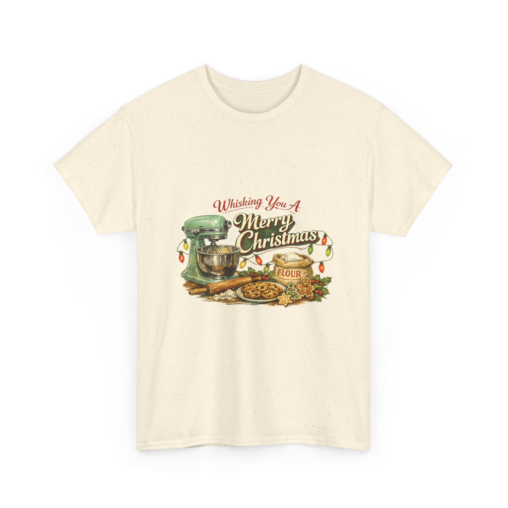 Christmas Baking Tee — "Wishing You A Merry Christmas" Vintage Mixer & Cookies T-Shirt