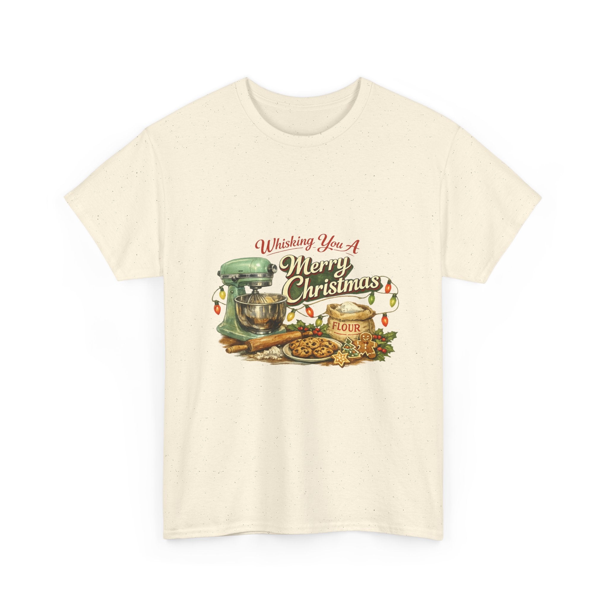 Christmas Baking Tee — "Wishing You A Merry Christmas" Vintage Mixer & Cookies T-Shirt