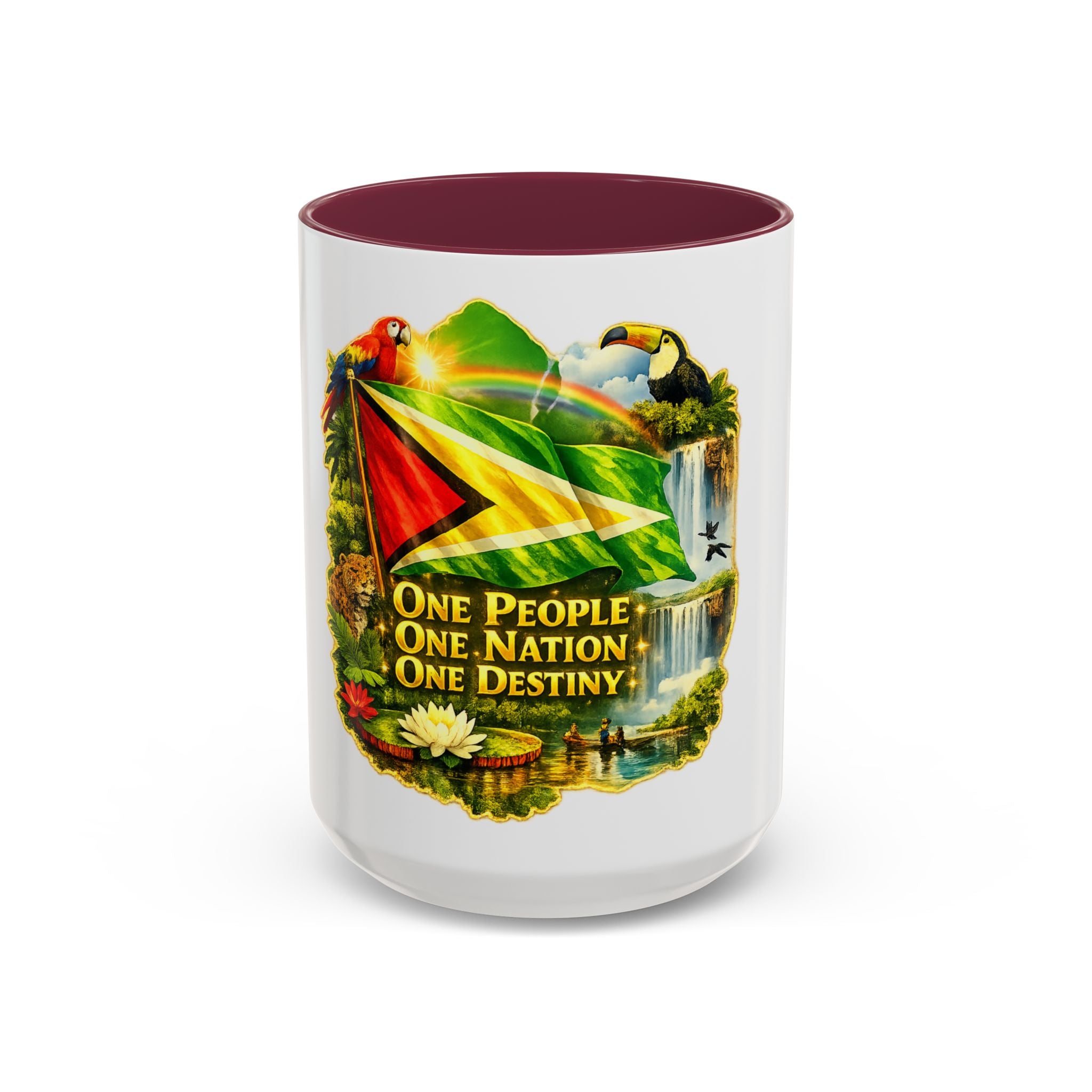 Coffee Mug souvenir that represents Guyana – "One People, One Nation, One Destiny" 11oz/15oz
