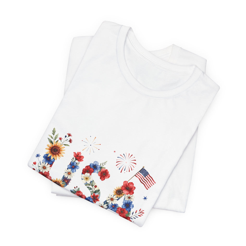 4th of July Tee Shirt Floral 'Land of the Free' T-Shirt