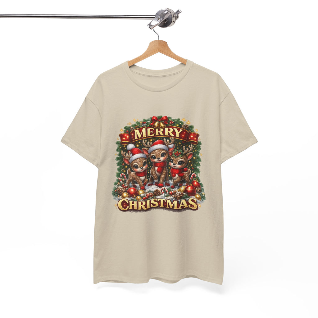 Christmas Reindeer Crew Tee — Merry Christmas Holiday Graphic T-Shirt