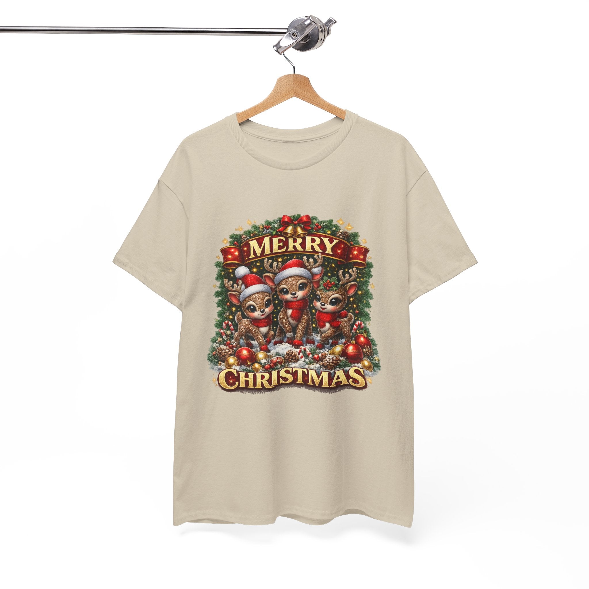 Christmas Reindeer Crew Tee — Merry Christmas Holiday Graphic T-Shirt