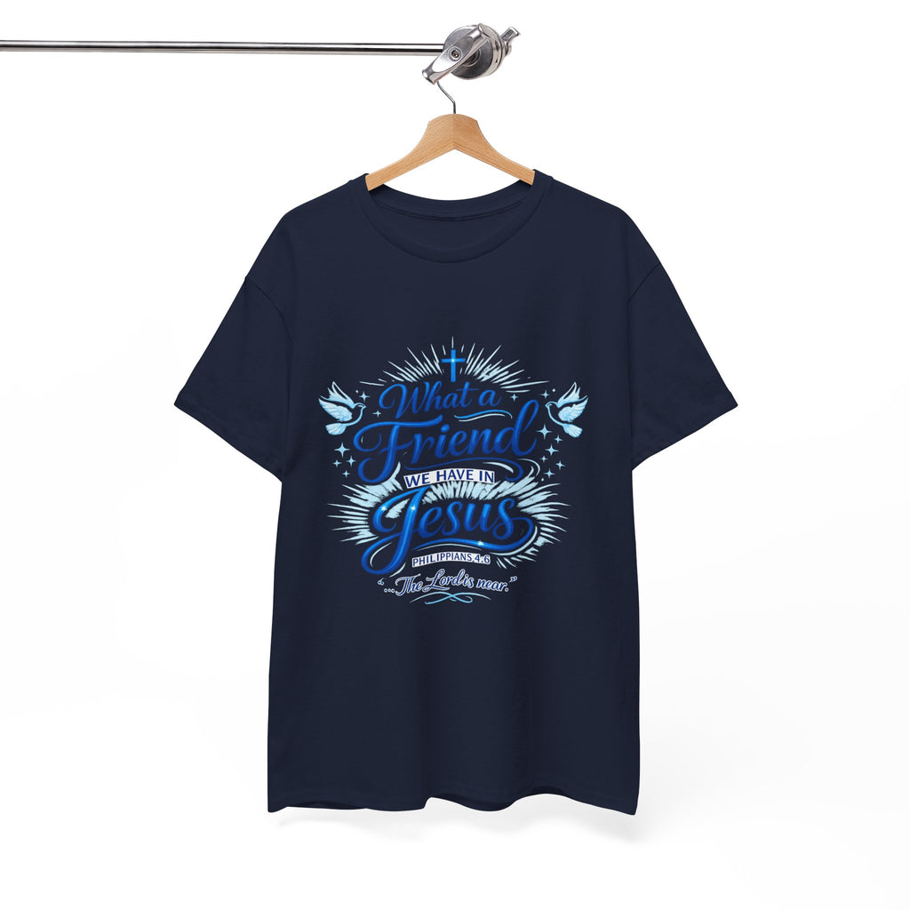 Christian Tee — “What a Friend We Have in Jesus” Inspirational Faith T-Shirt