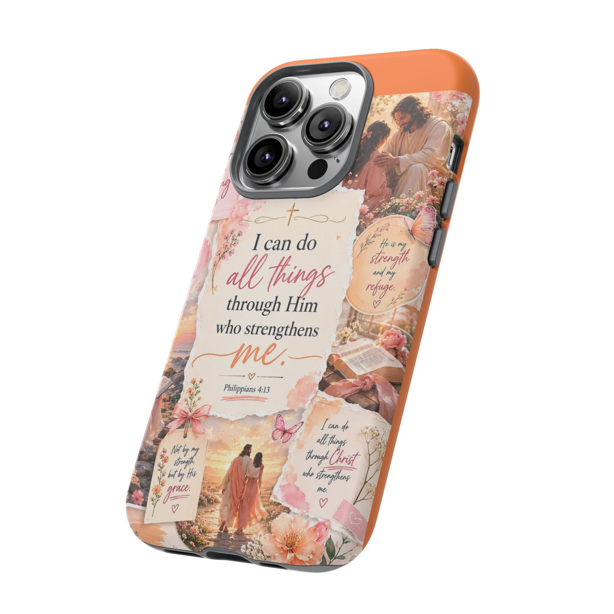 Christian Phone Case bible verses — "I Can Do All Things Through Him" Inspirational Scripture Design