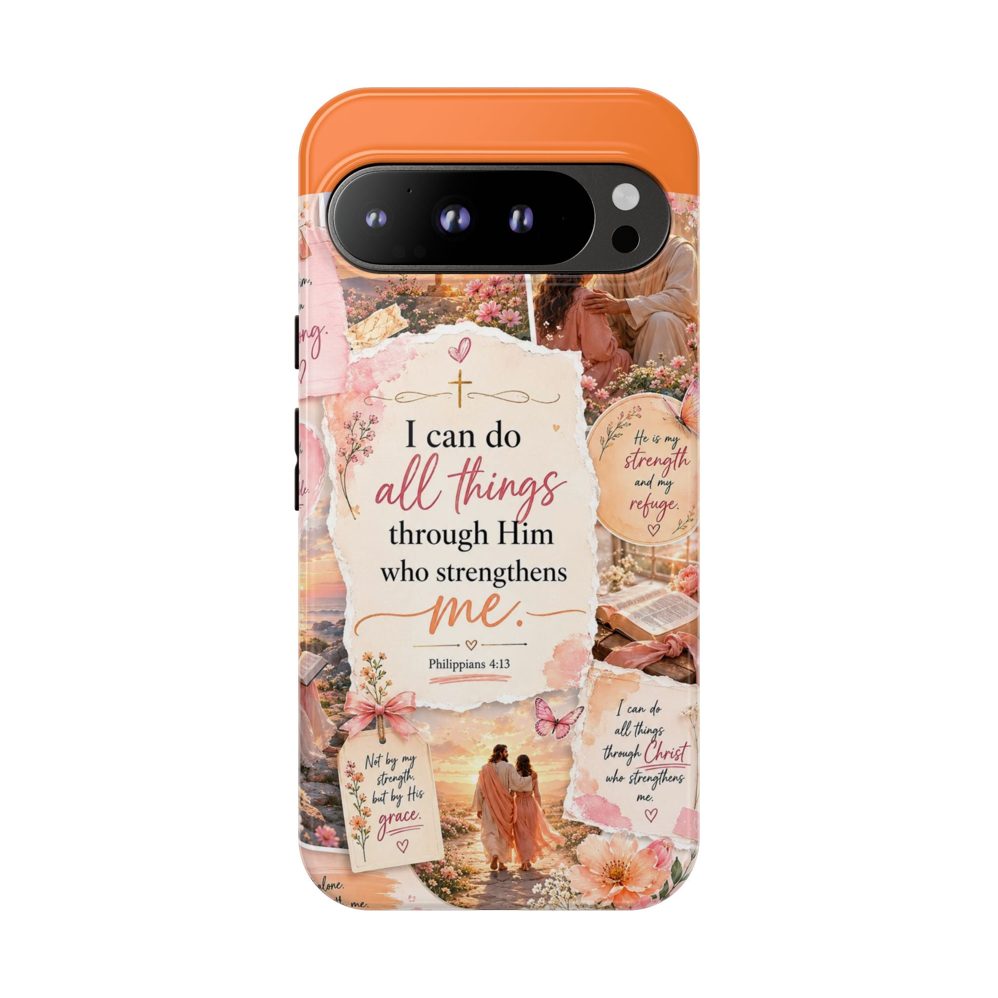 Christian Phone Case bible verses — "I Can Do All Things Through Him" Inspirational Scripture Design