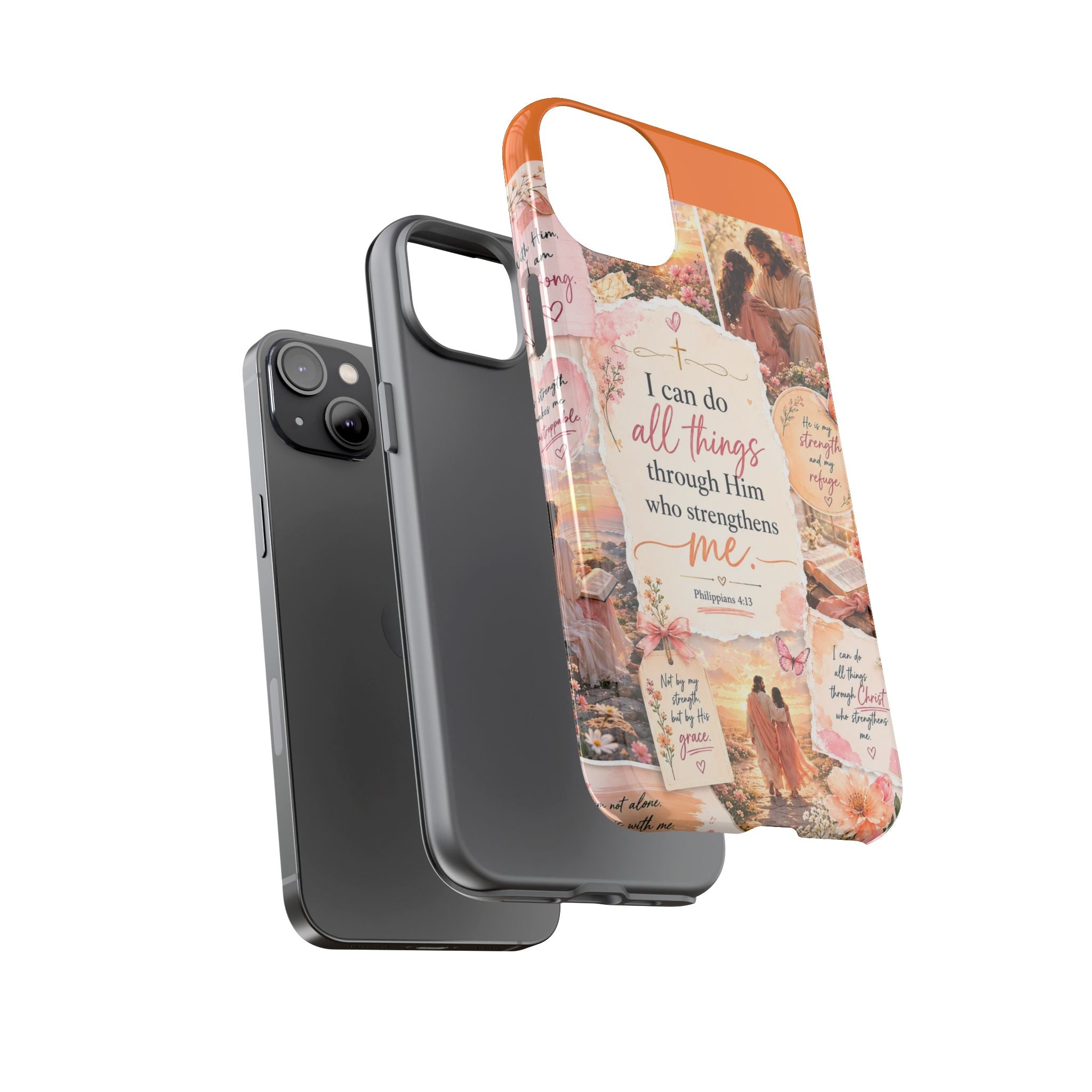 Christian Phone Case bible verses — "I Can Do All Things Through Him" Inspirational Scripture Design