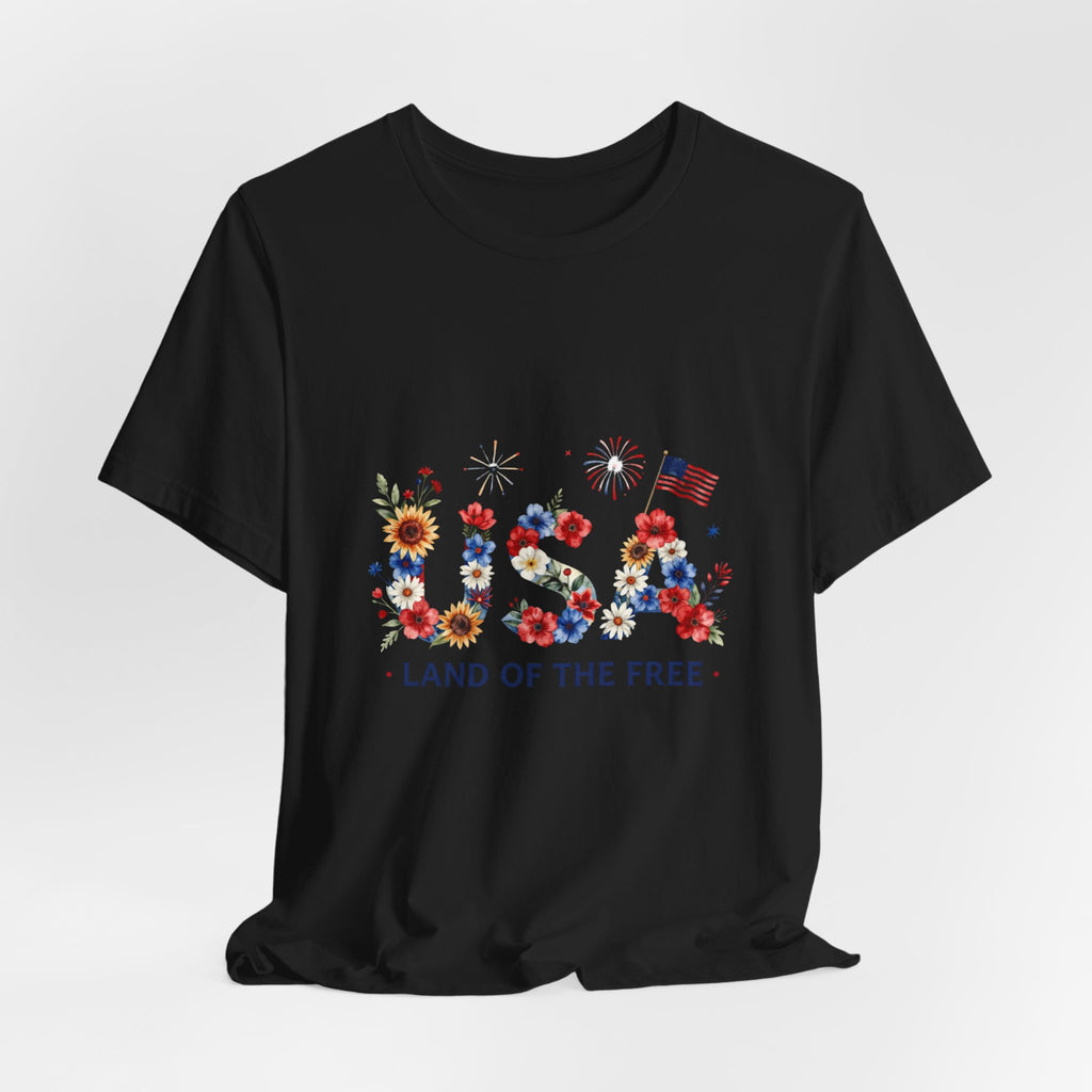 4th of July Tee Shirt Floral 'Land of the Free' T-Shirt