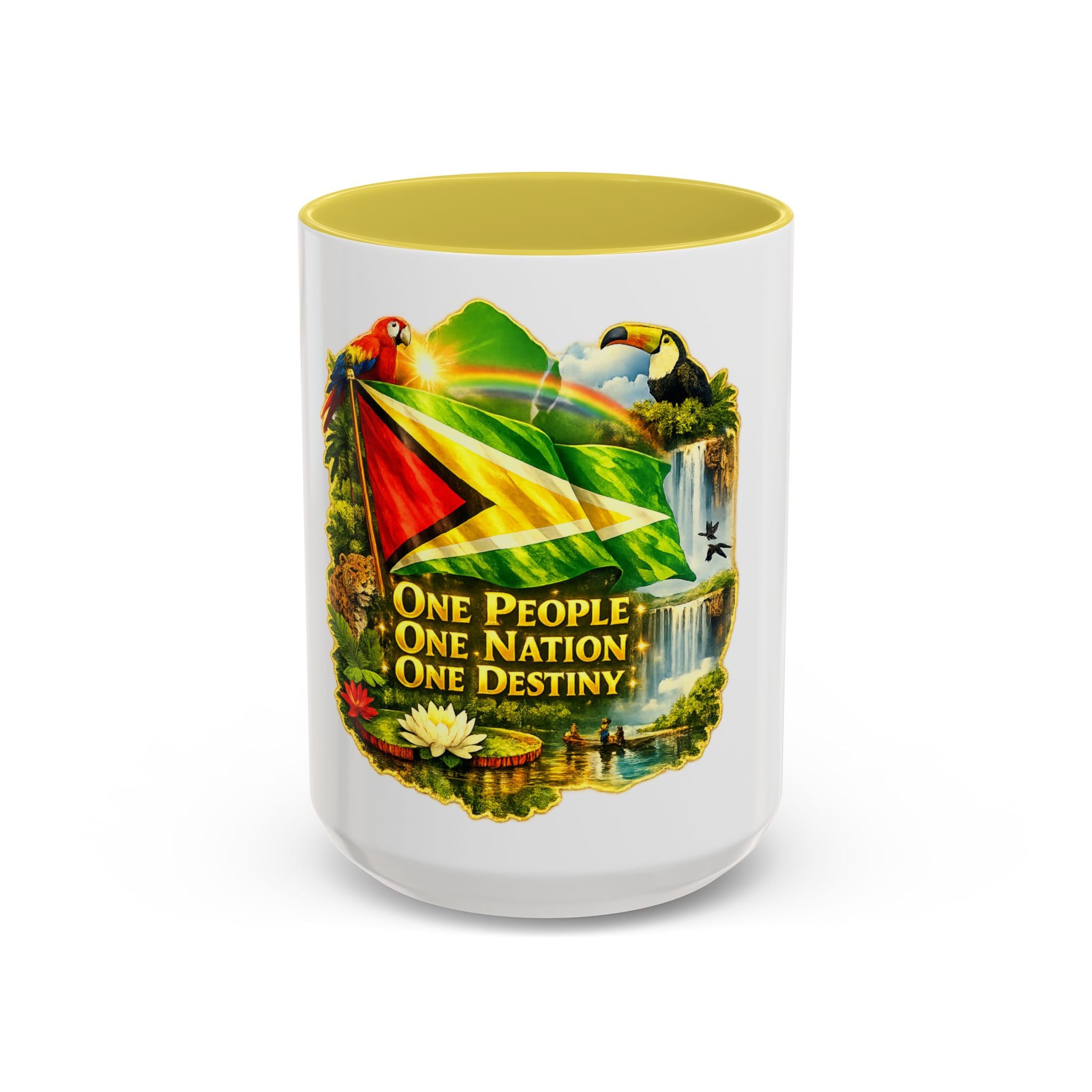 Coffee Mug souvenir that represents Guyana – "One People, One Nation, One Destiny" 11oz/15oz