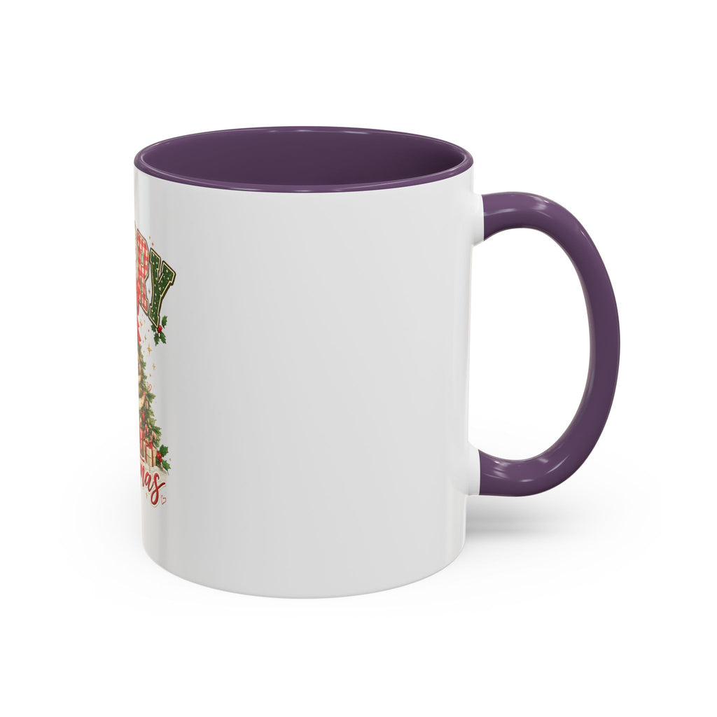 Merry Christmas Accent Coffee Mug – Festive Holiday Tree & Bow (11/15oz)