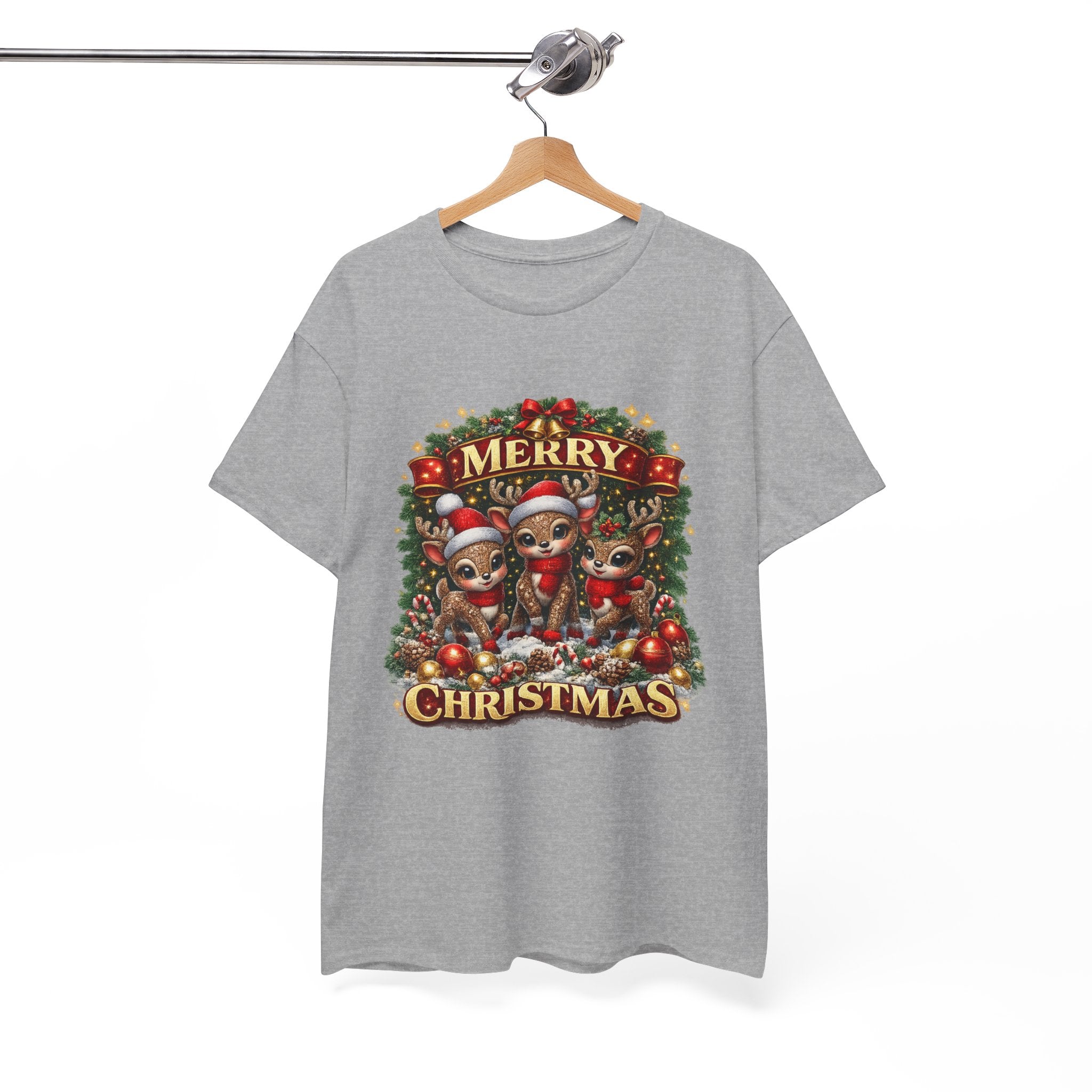 Christmas Reindeer Crew Tee — Merry Christmas Holiday Graphic T-Shirt