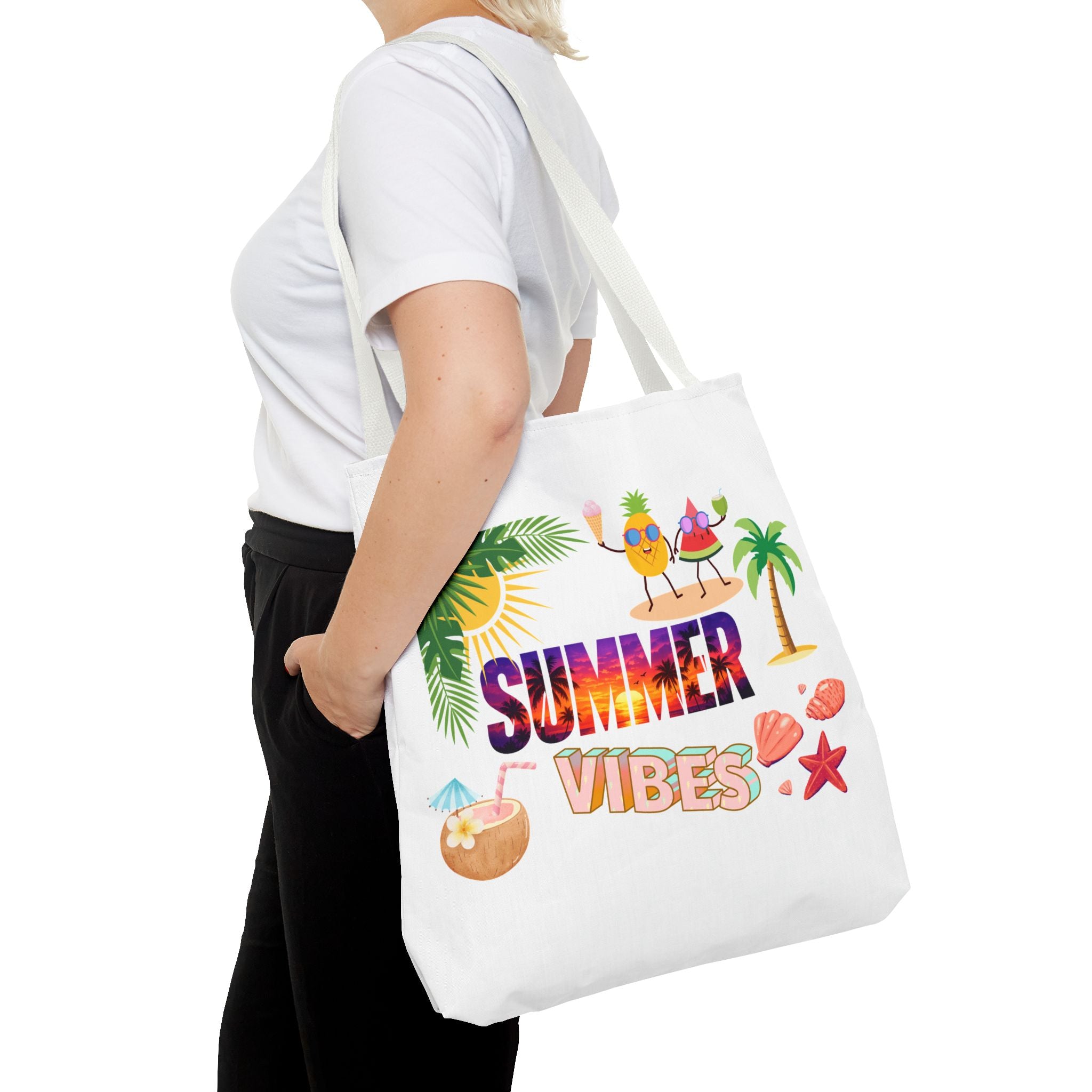 Summer Vibes Tote Bag — Pink Beach Holiday Grocery & Pool Tote