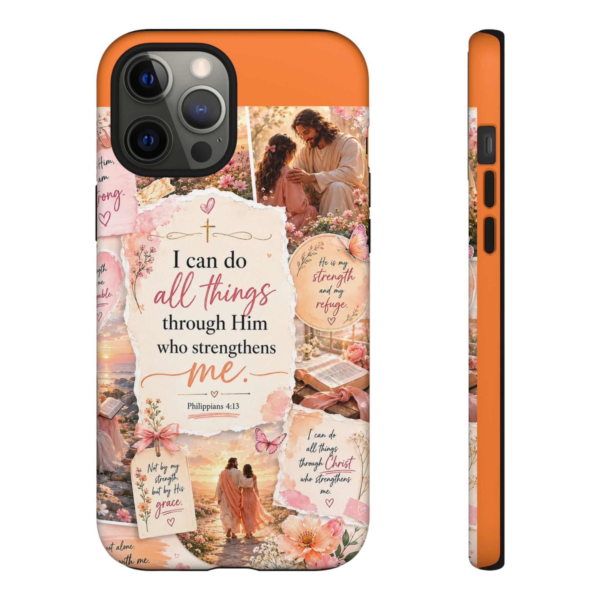 Christian Phone Case bible verses — "I Can Do All Things Through Him" Inspirational Scripture Design