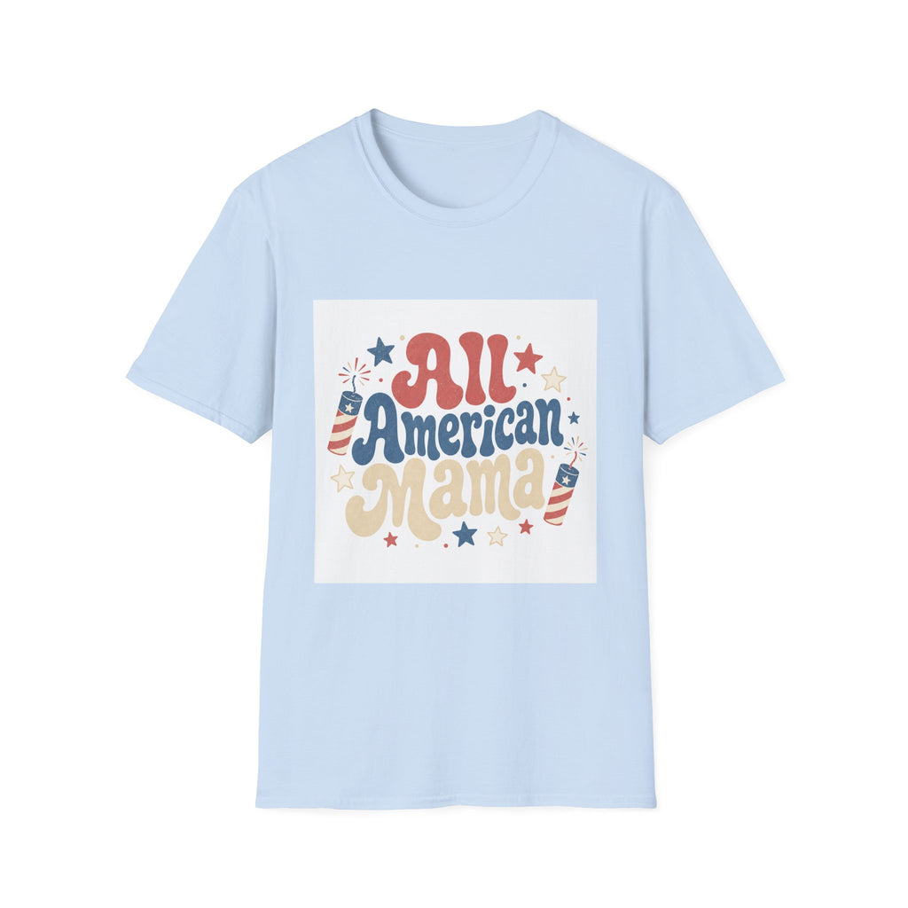 4th of July Tee  All American Tee — Retro Patriotic "All American Mama" Graphic T-Shirt