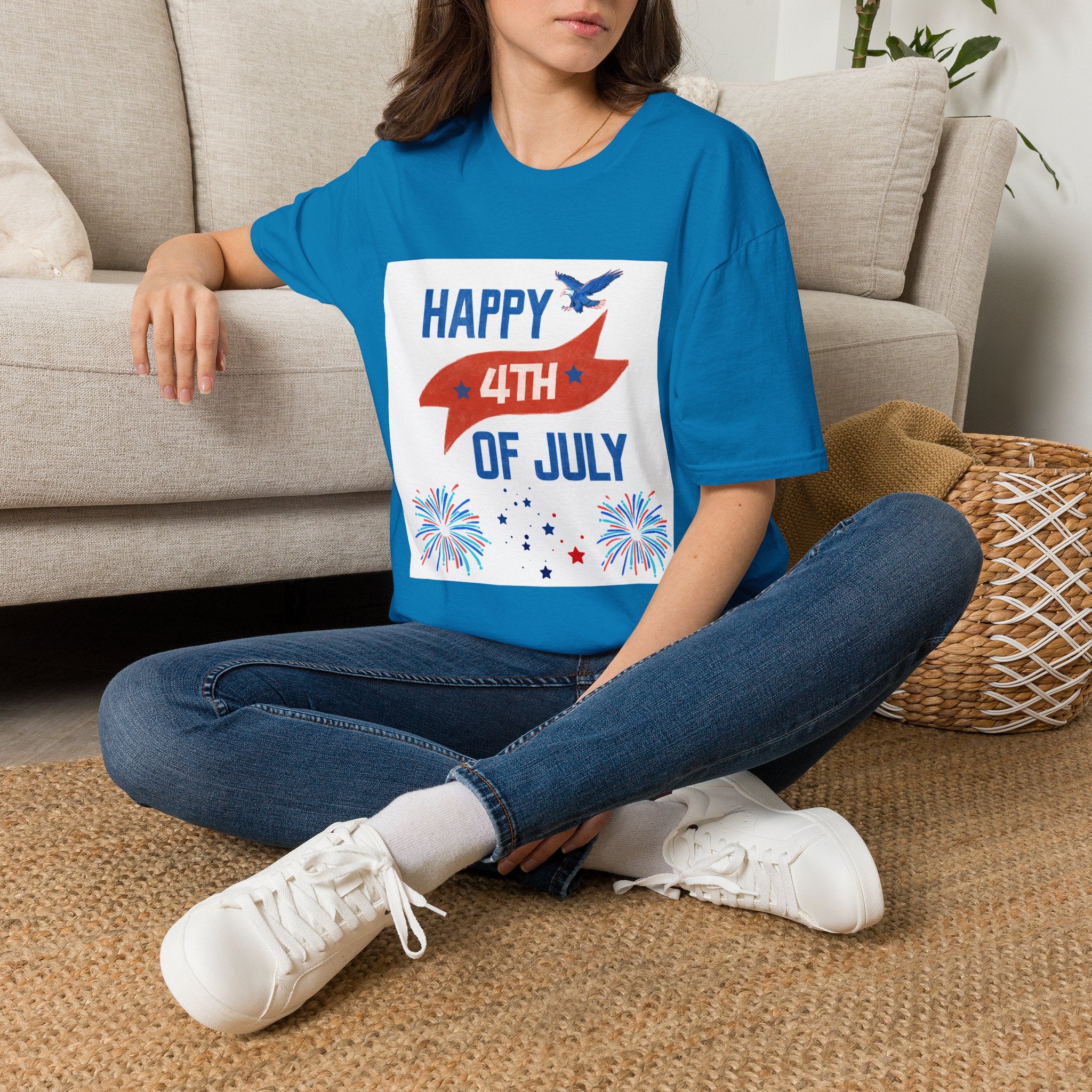 Happy 4th of July Eagle T-Shirt | Patriotic Fireworks Tee