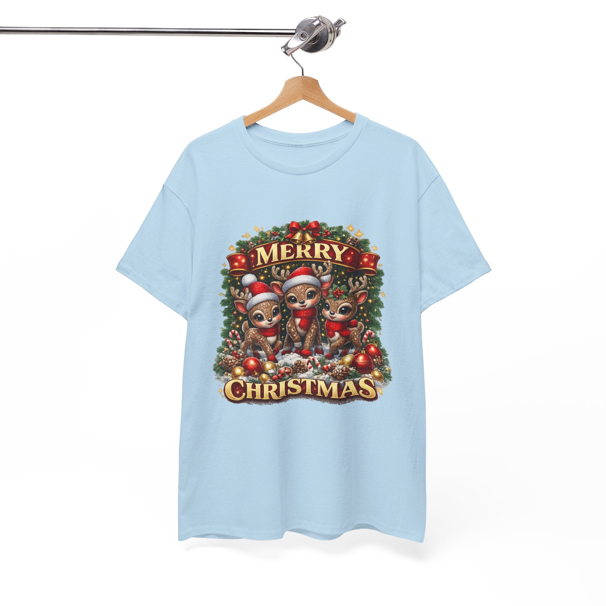 Christmas Reindeer Crew Tee — Merry Christmas Holiday Graphic T-Shirt