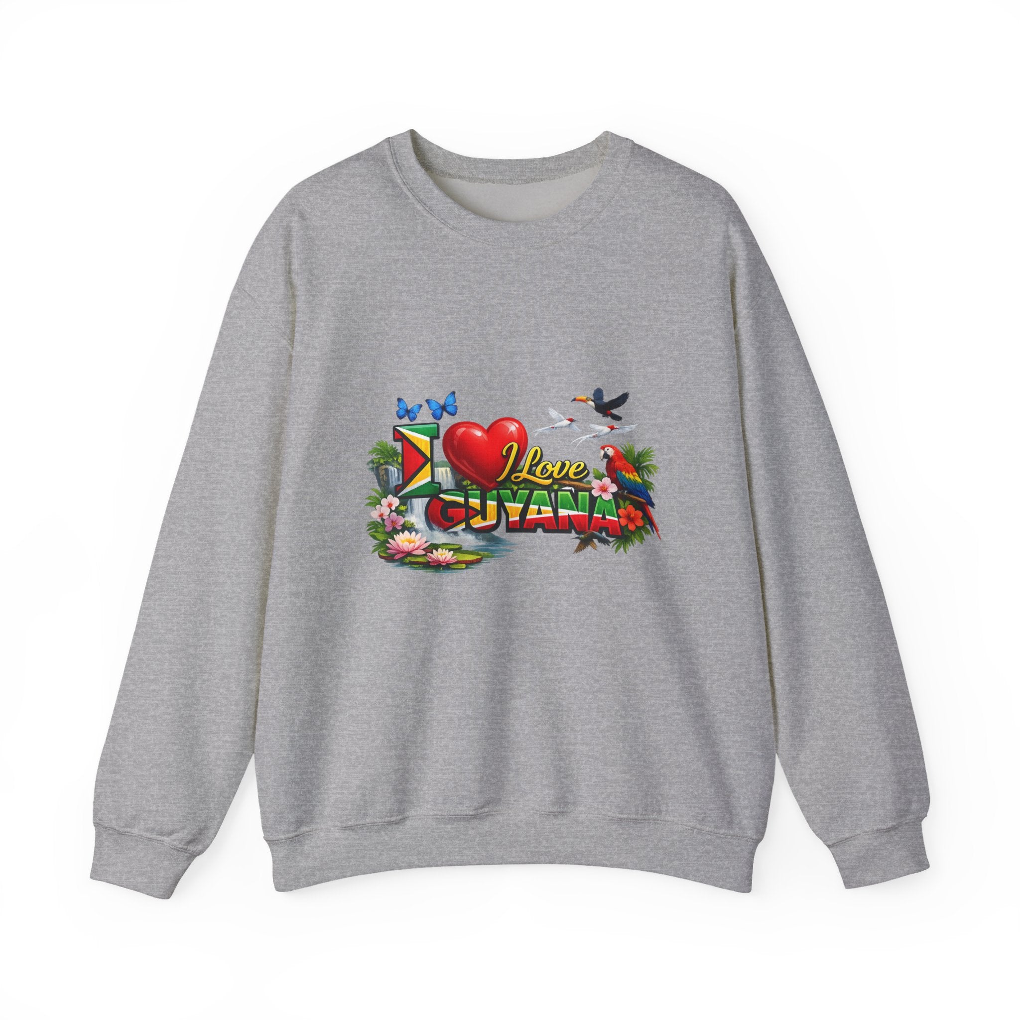 Guyana Pride Crewneck Sweatshirt — I Love Guyana Tropical Graphic Unisex