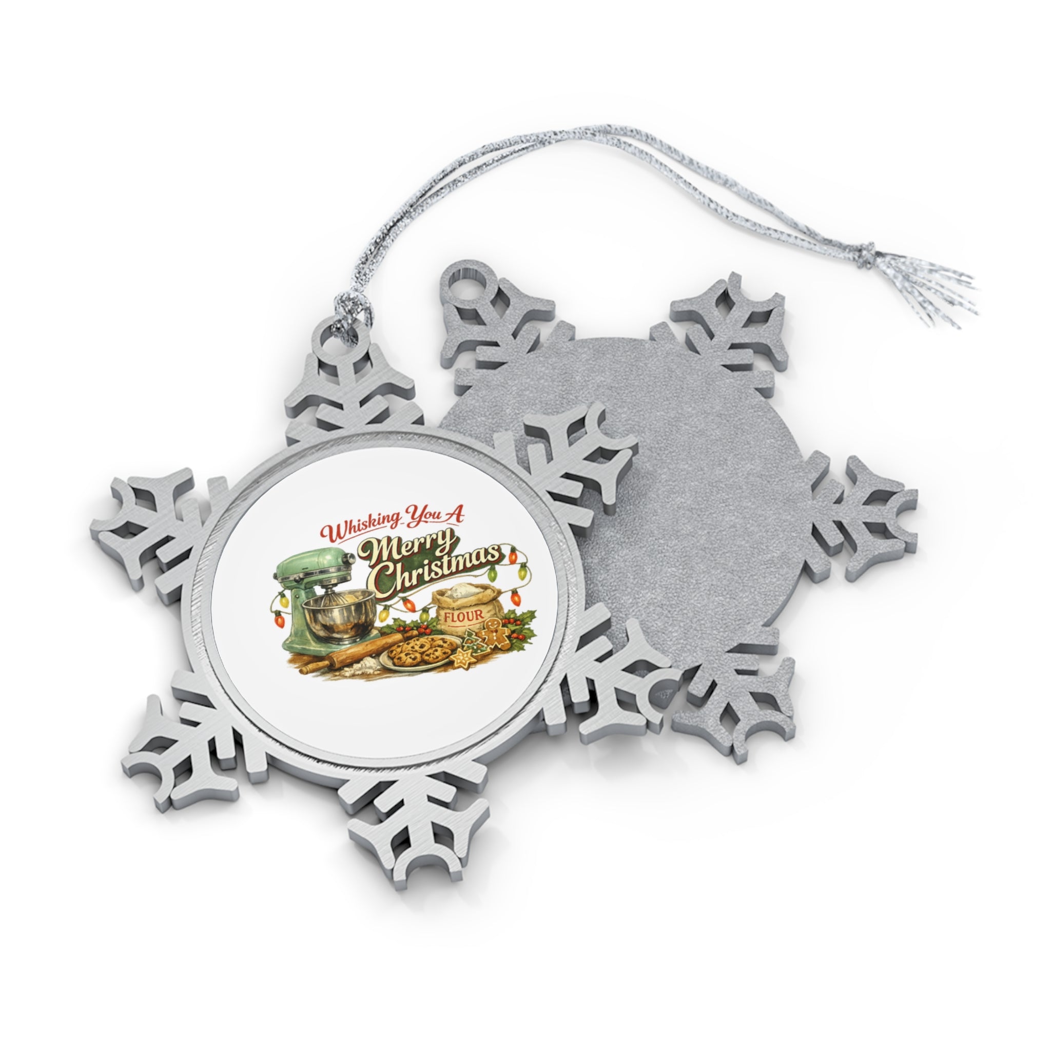 Snowflake Christmas Ornament – Vintage "Wishing You a Merry Christmas" Holiday Decoration