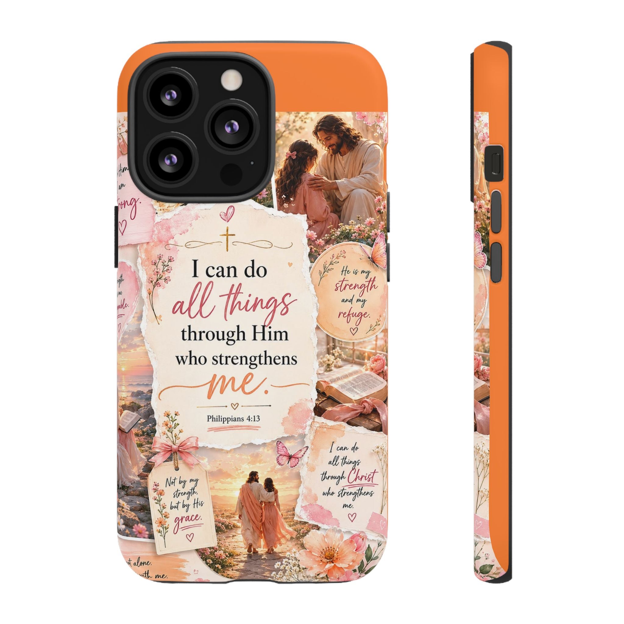 Christian Phone Case bible verses — "I Can Do All Things Through Him" Inspirational Scripture Design