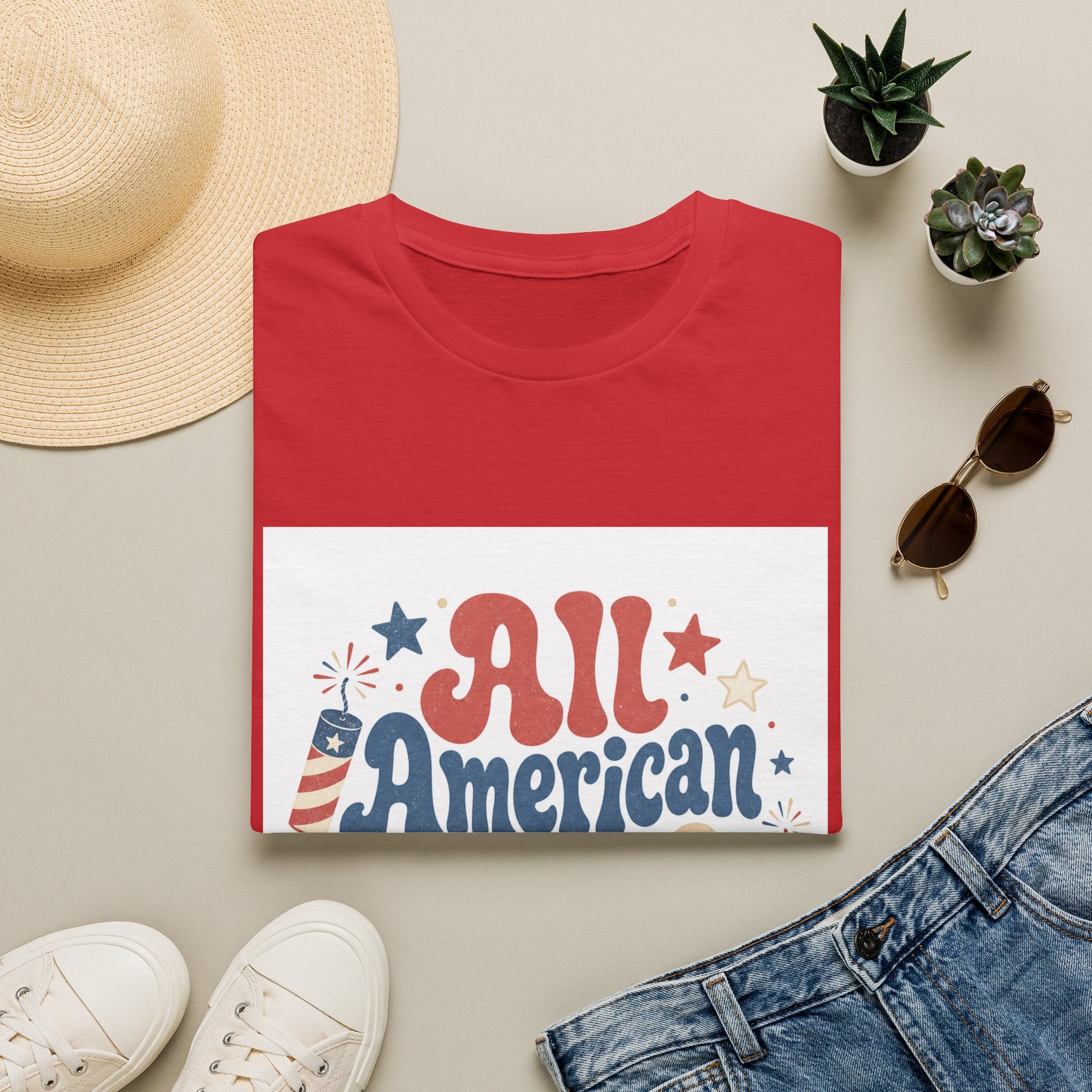 4th of July Tee  All American Tee — Retro Patriotic "All American Mama" Graphic T-Shirt