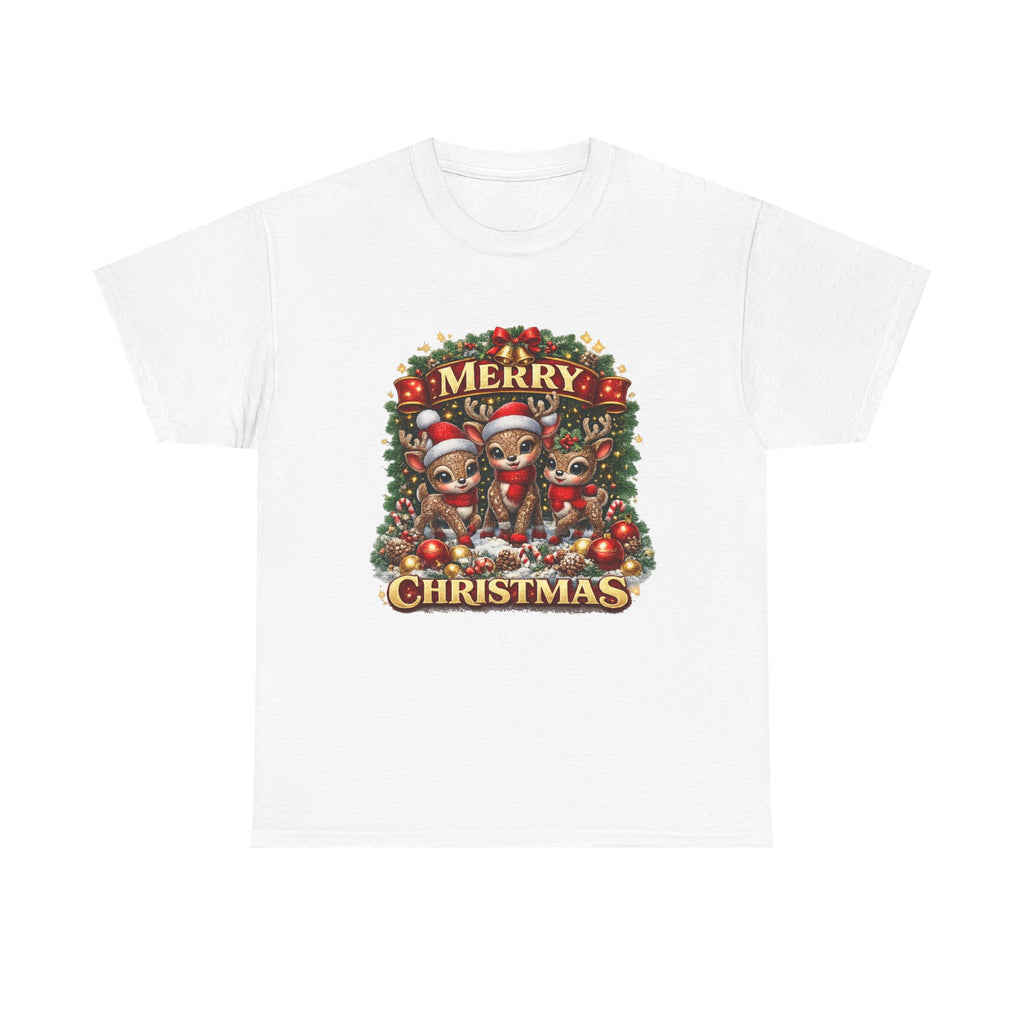 Christmas Reindeer Crew Tee — Merry Christmas Holiday Graphic T-Shirt