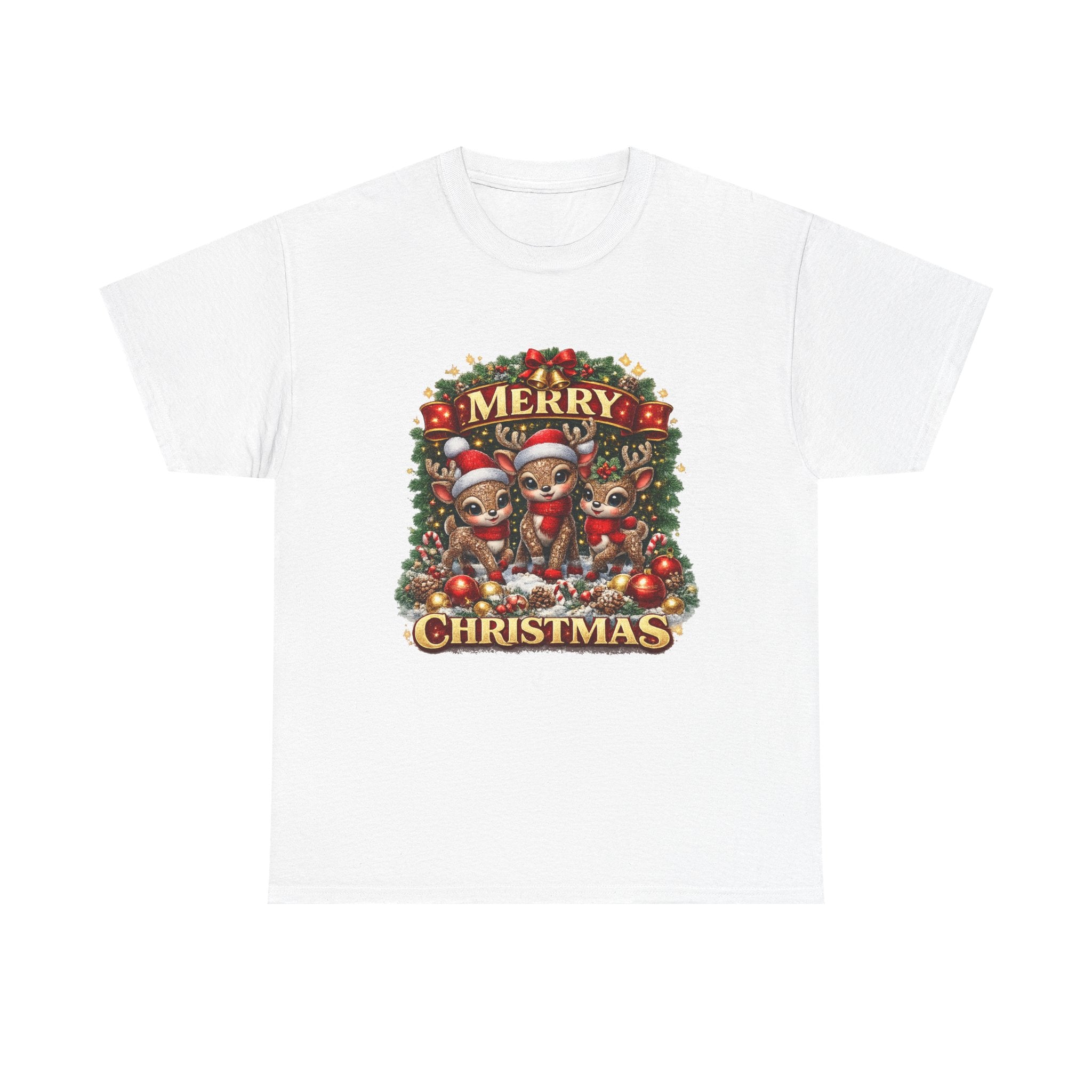 Christmas Reindeer Crew Tee — Merry Christmas Holiday Graphic T-Shirt