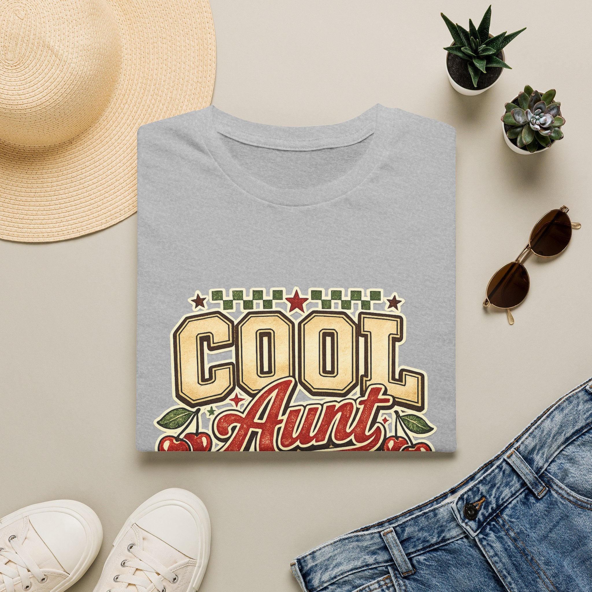 Cherries Pop T-Shirt Aunt Club Vintage Cherry Graphic Tee for Fun-Loving Aunts