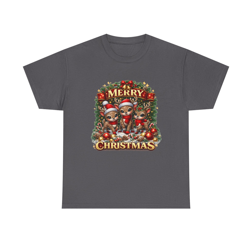Christmas Reindeer Crew Tee — Merry Christmas Holiday Graphic T-Shirt