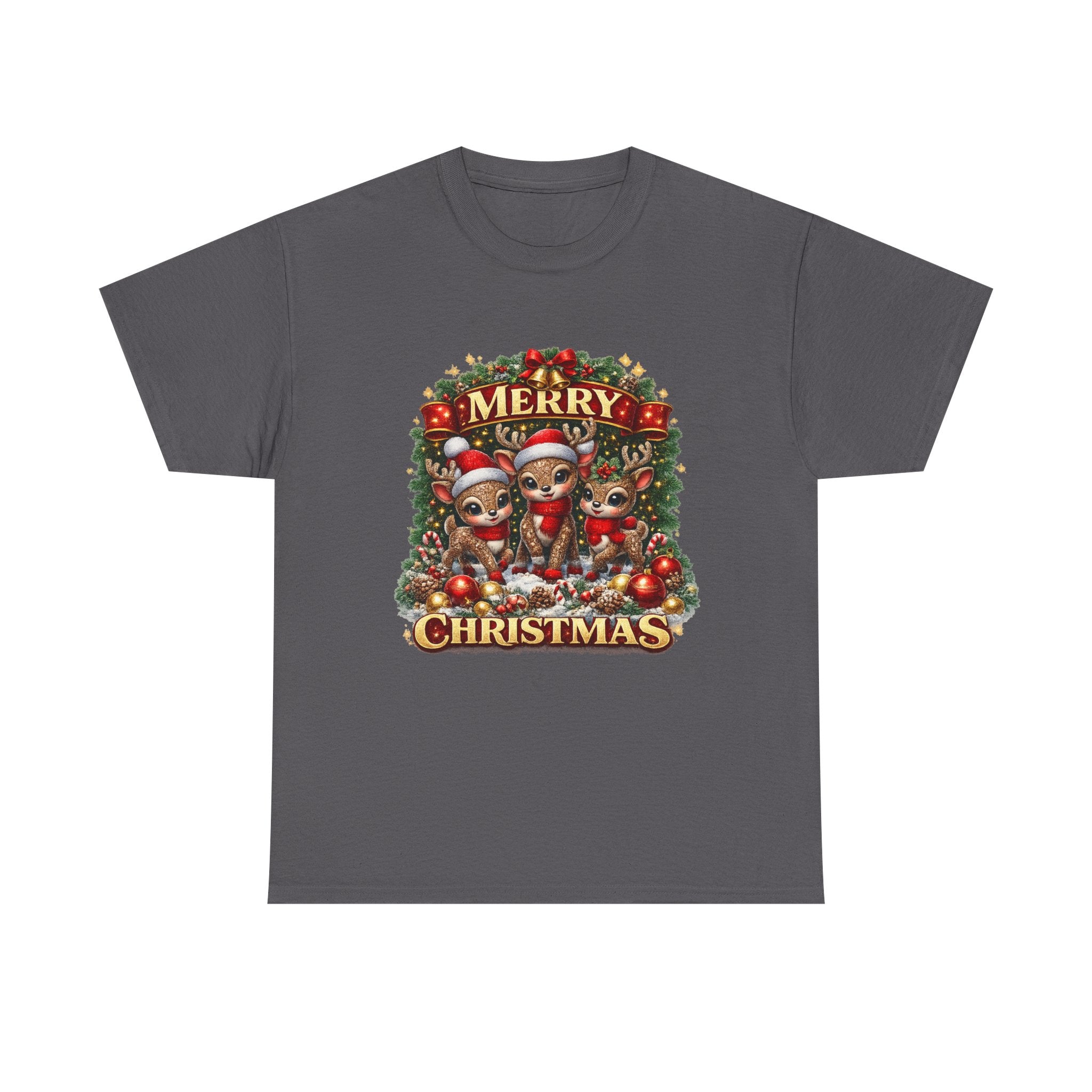 Christmas Reindeer Crew Tee — Merry Christmas Holiday Graphic T-Shirt