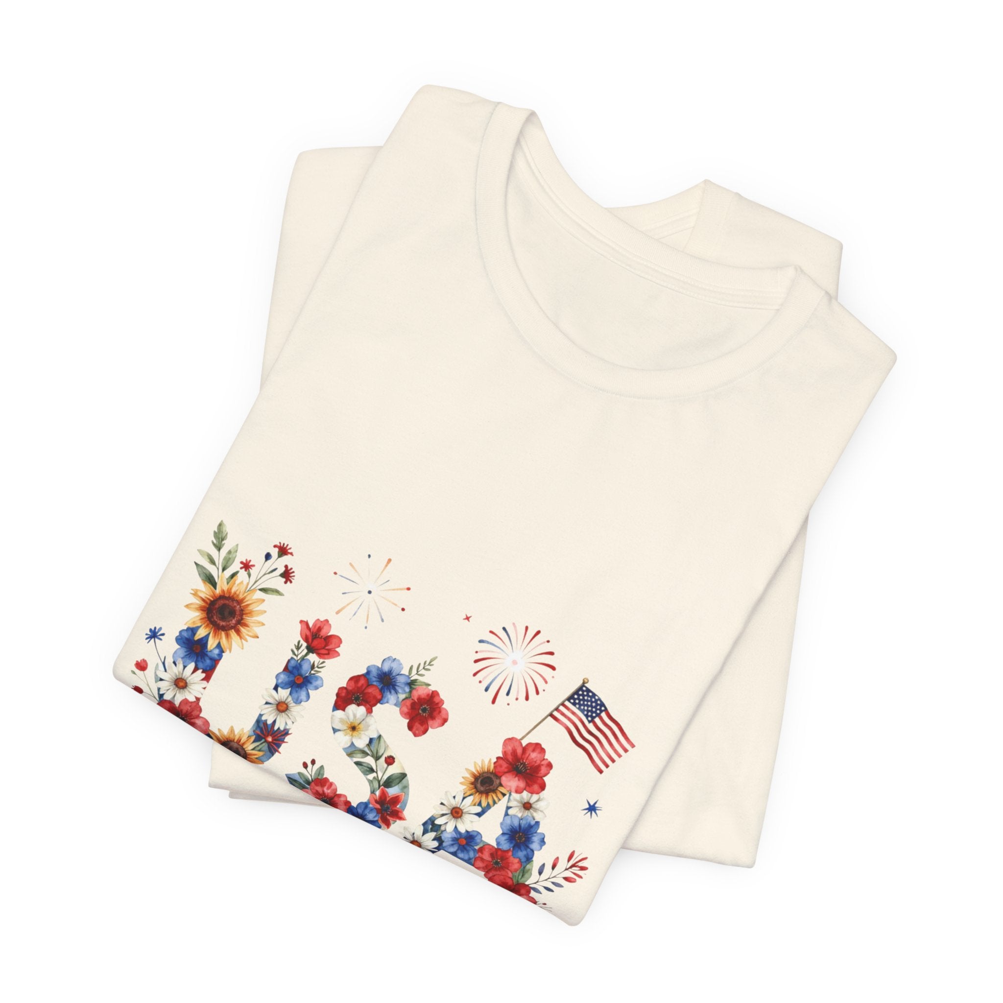4th of July Tee Shirt Floral 'Land of the Free' T-Shirt