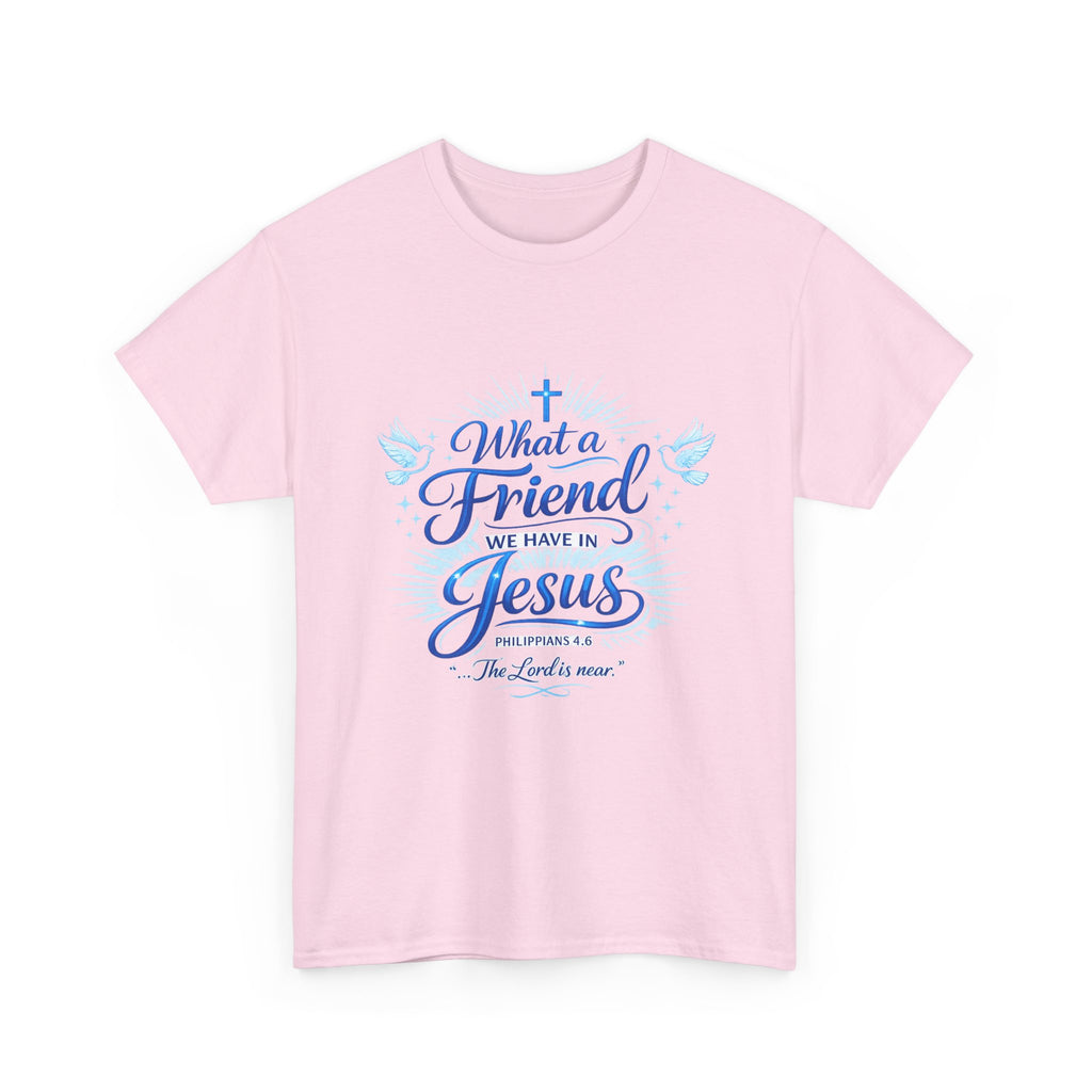 Christian Tee — “What a Friend We Have in Jesus” Inspirational Faith T-Shirt