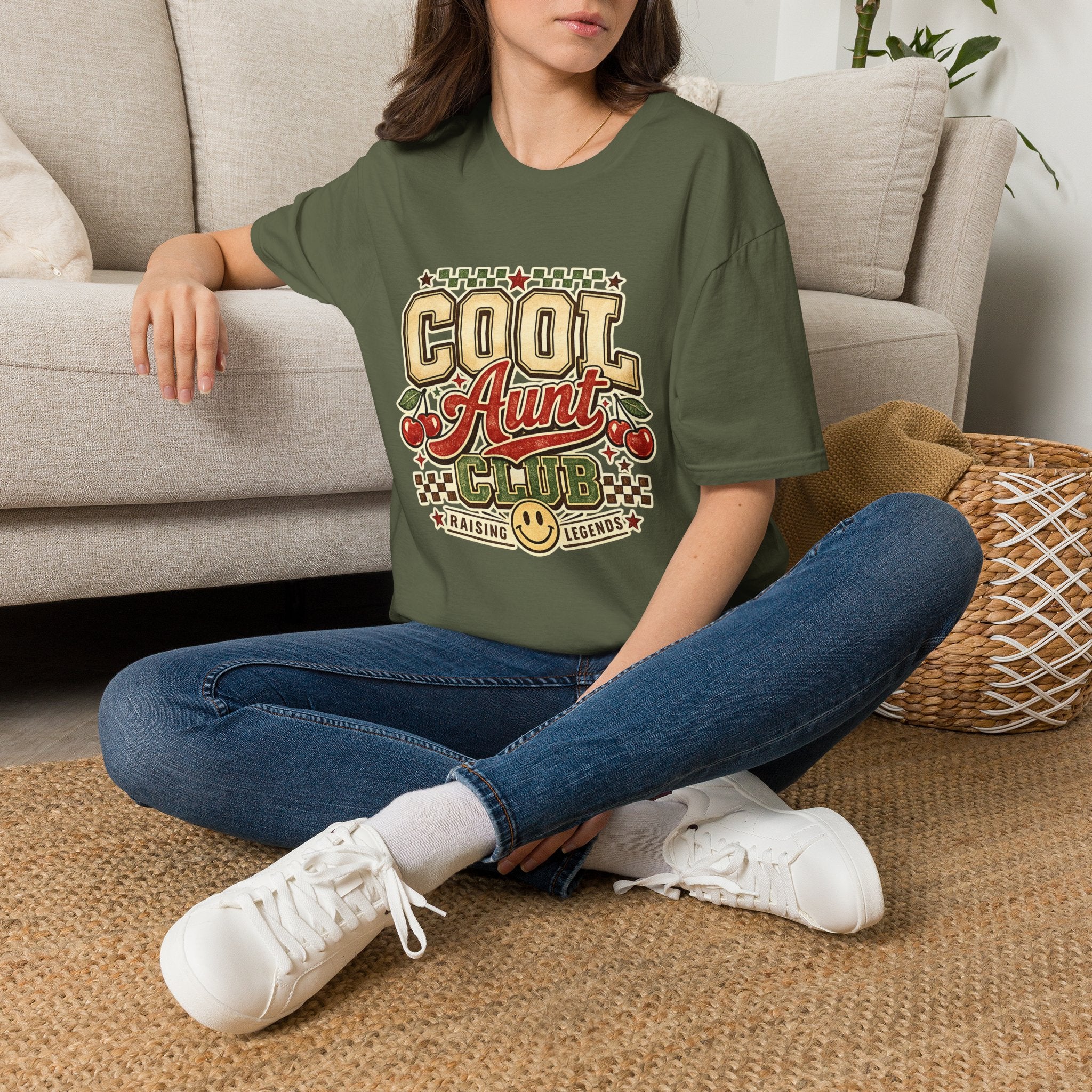Cherries Pop T-Shirt Aunt Club Vintage Cherry Graphic Tee for Fun-Loving Aunts