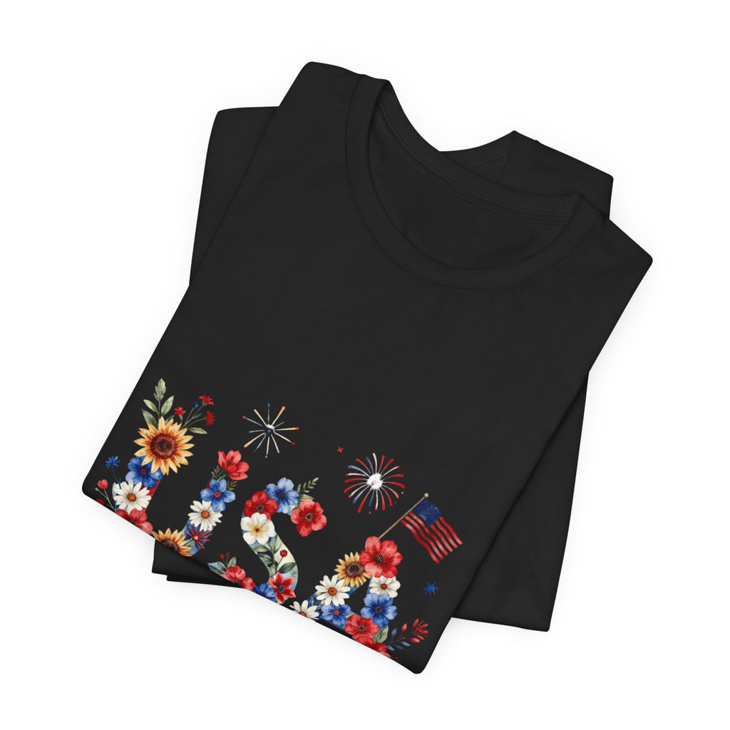 4th of July Tee Shirt Floral 'Land of the Free' T-Shirt