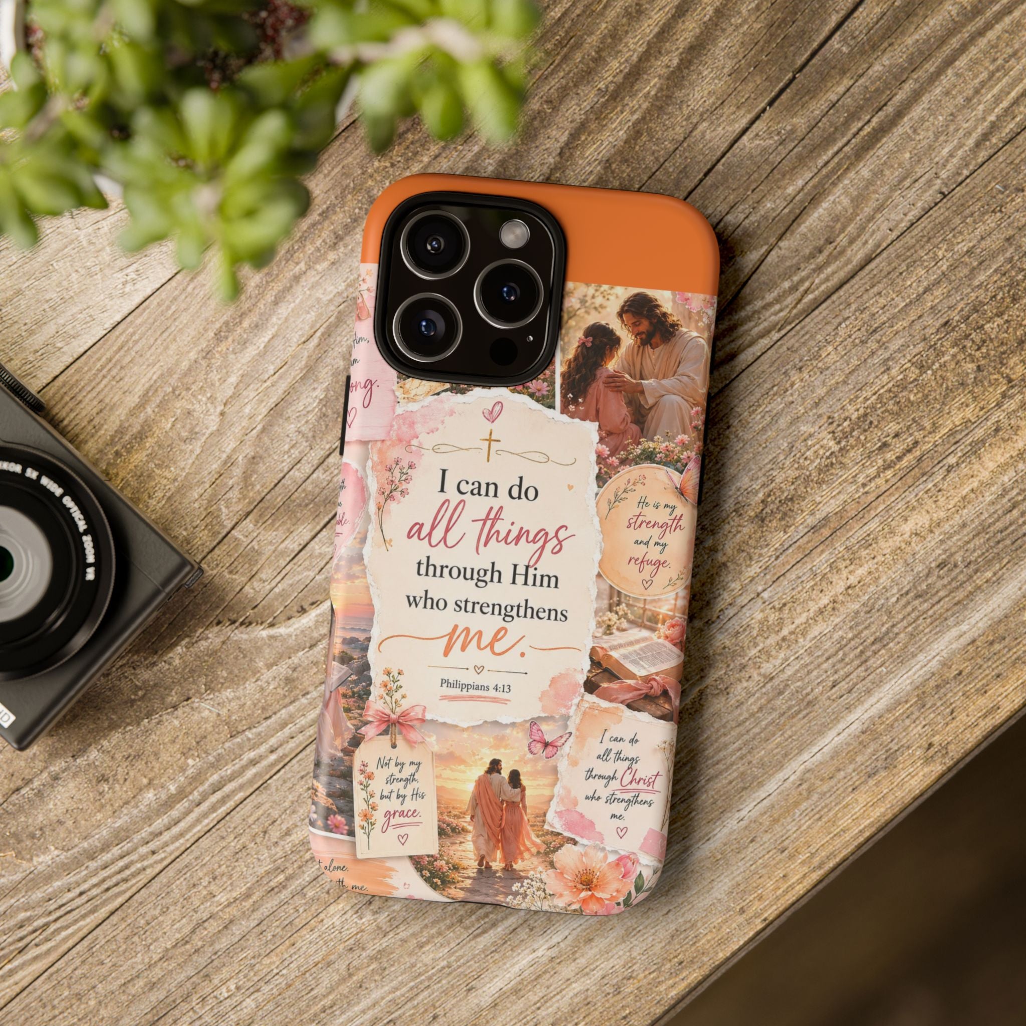 Christian Phone Case bible verses — "I Can Do All Things Through Him" Inspirational Scripture Design
