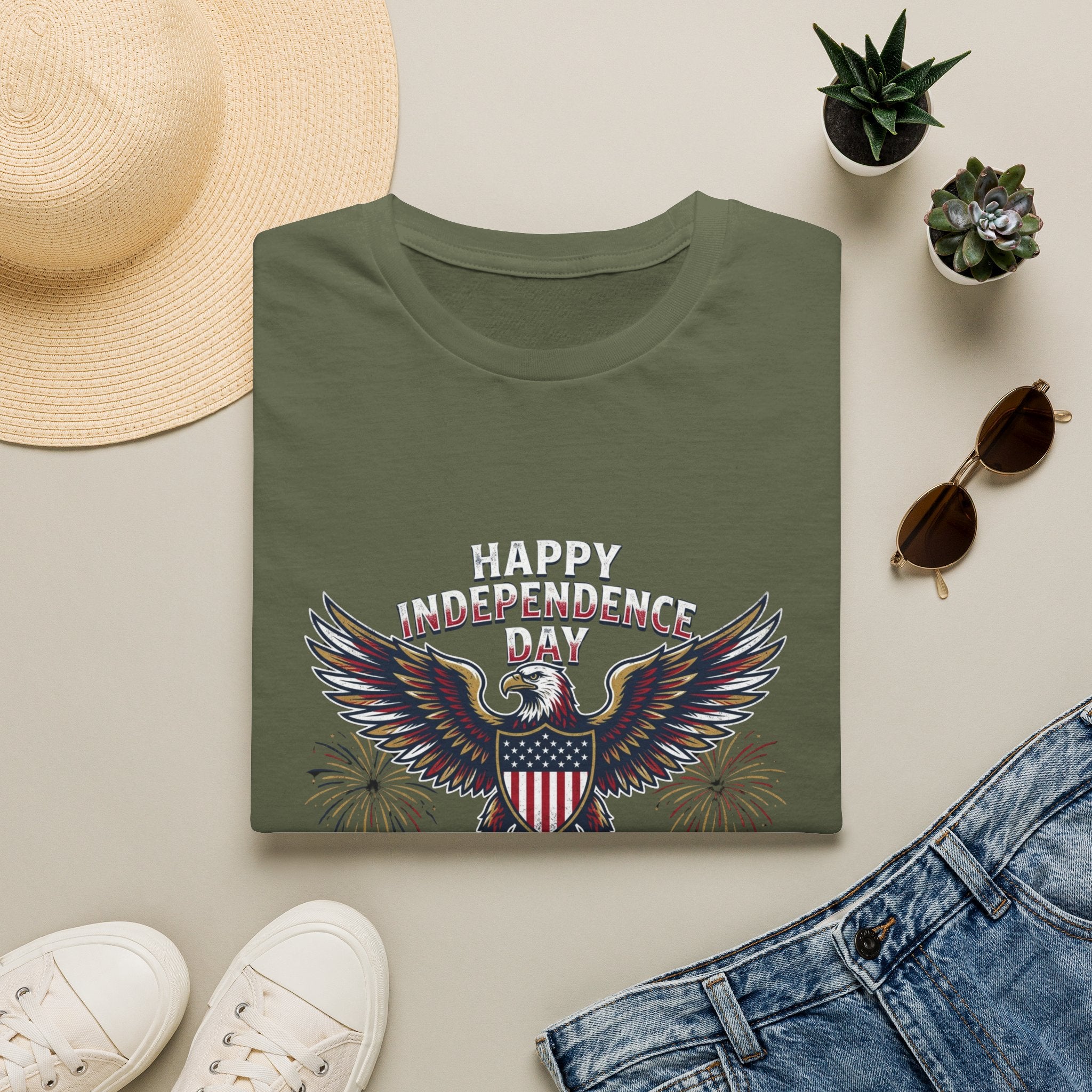 4th of July Independence Day Tee Eagle T-Shirt — "Happy Independence Day" USA Patriotic Tee