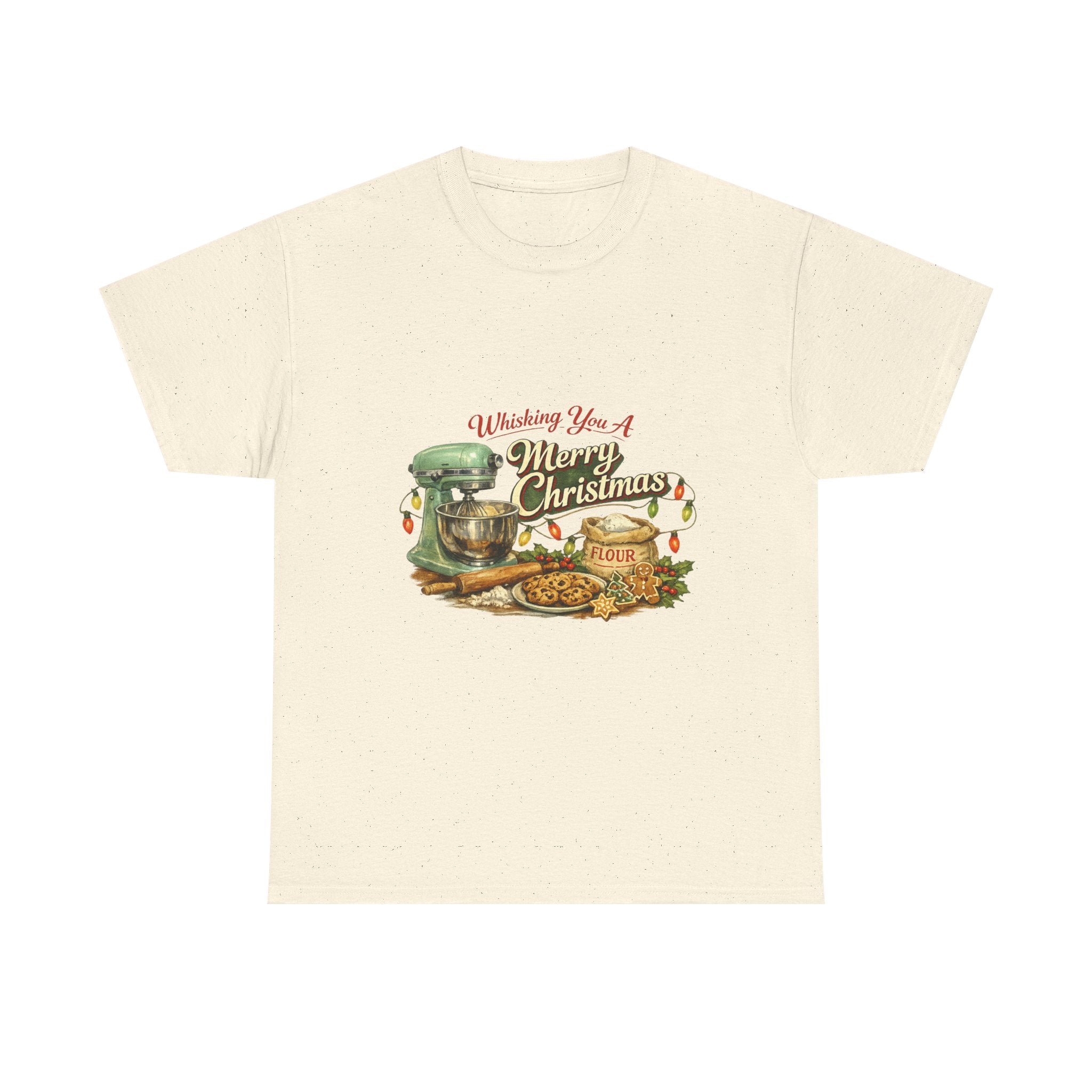 Christmas Baking Tee — "Wishing You A Merry Christmas" Vintage Mixer & Cookies T-Shirt