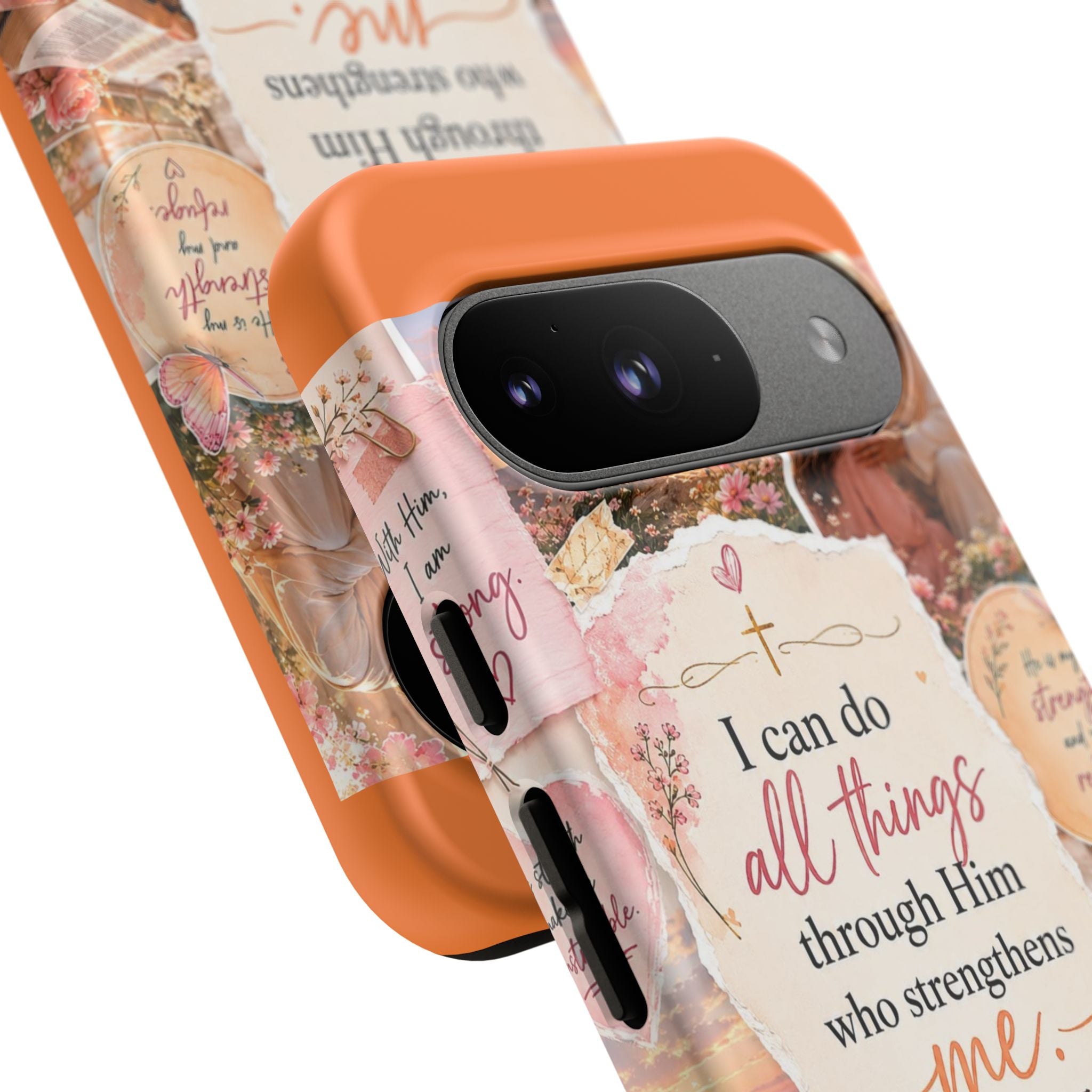 Christian Phone Case bible verses — "I Can Do All Things Through Him" Inspirational Scripture Design
