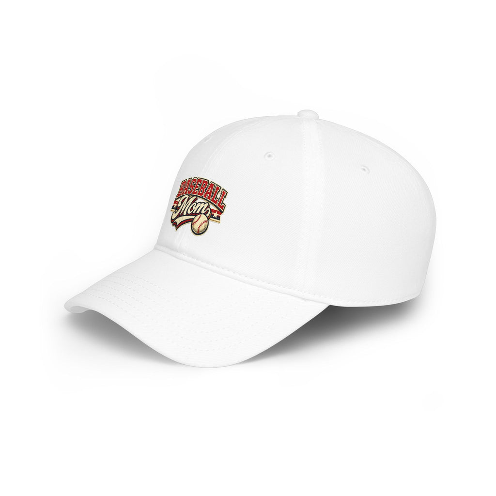 Baseball Mom hat – Low Profile Red Baseball Hat with 'Baseball Mom' Retro Logo
