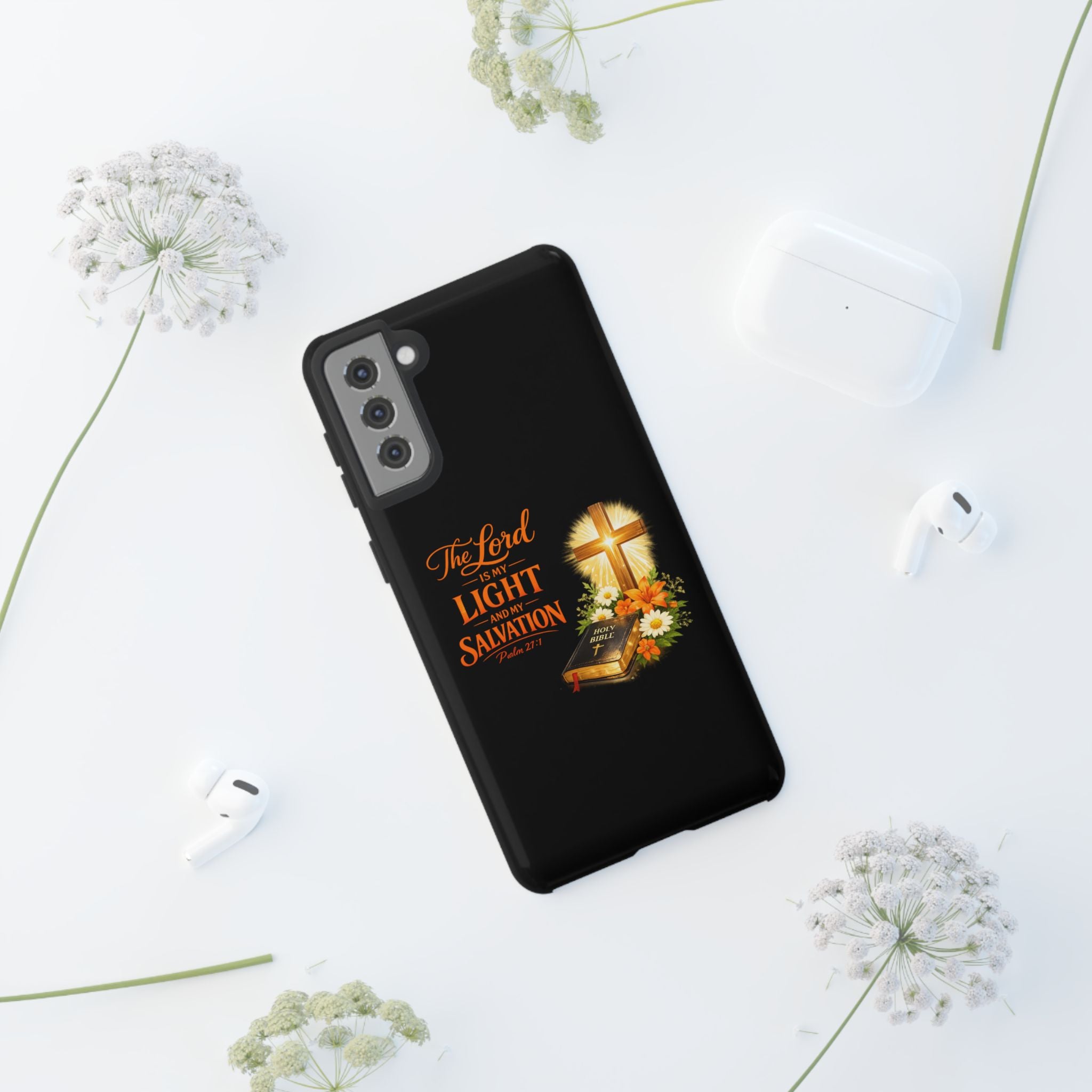 Christian Phone Case — "The Lord Is My Light and My Salvation" Bible Verse Design